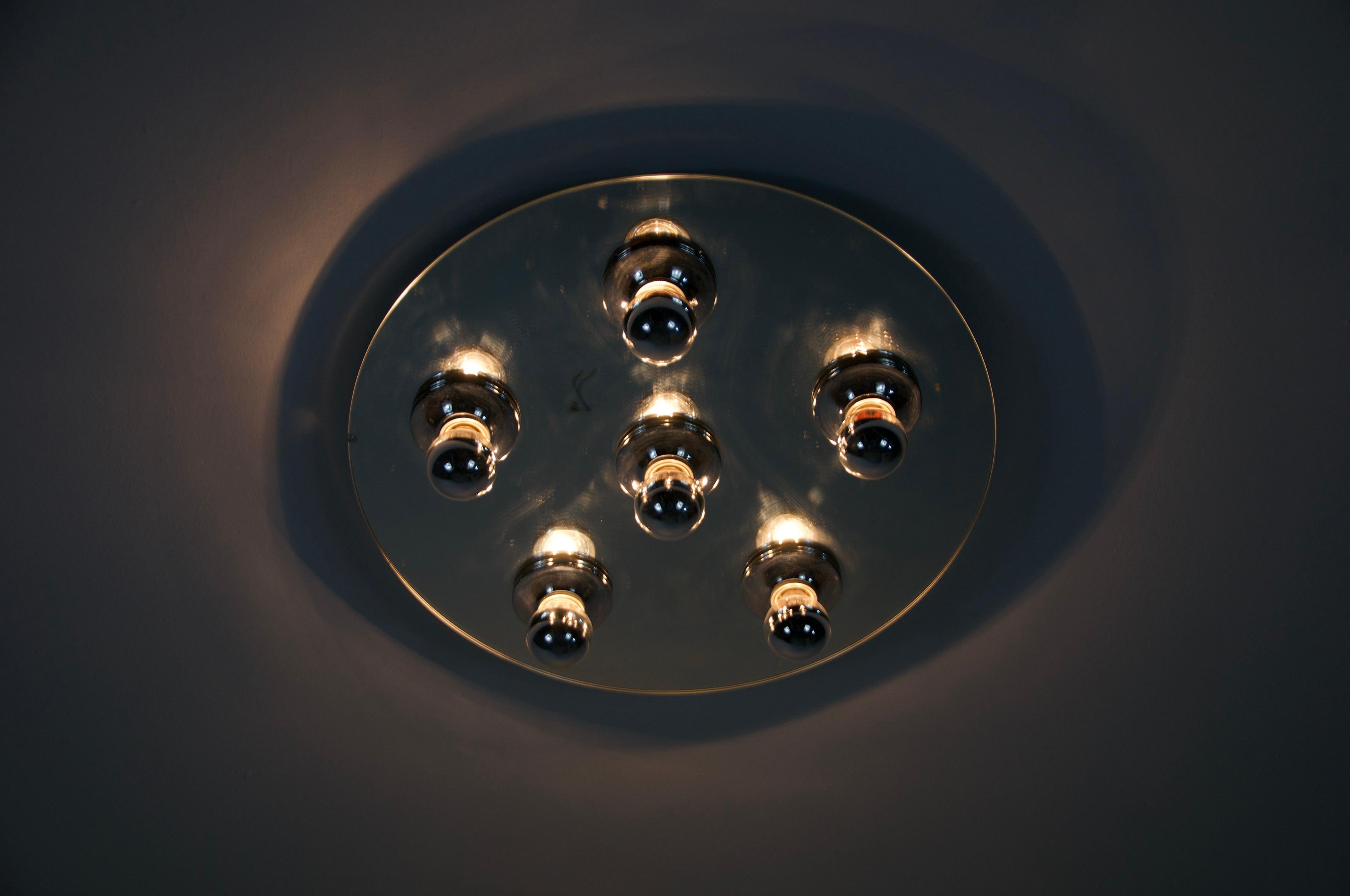 German Chrome Wall Lamp or Flushmount by Cosack, 1970s For Sale