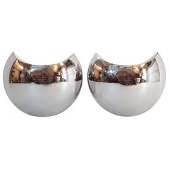 Chrome Wall Sconces "Half Moon", Italy