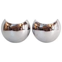 Chrome Wall Sconces "Half Moon" Made in Italy