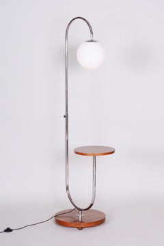 Lampadaire en noyer chromé de Slezák, années 1930, Design Thonet
