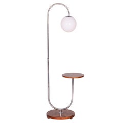 Chrome Walnut Floor Lamp by Slezák, 1930s, Design Thonet