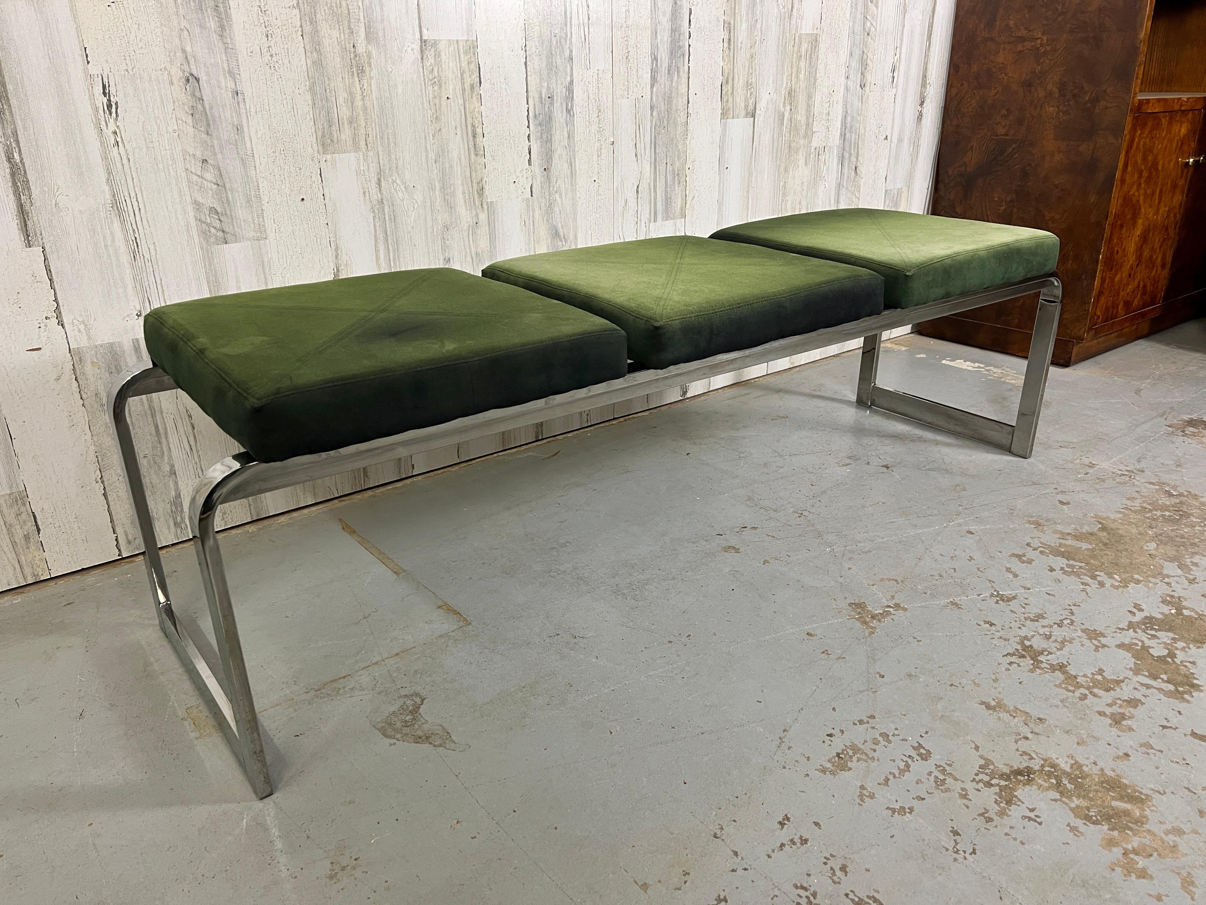Mid-Century Modern Chrome waterfall Bench by Design Institute America For Sale