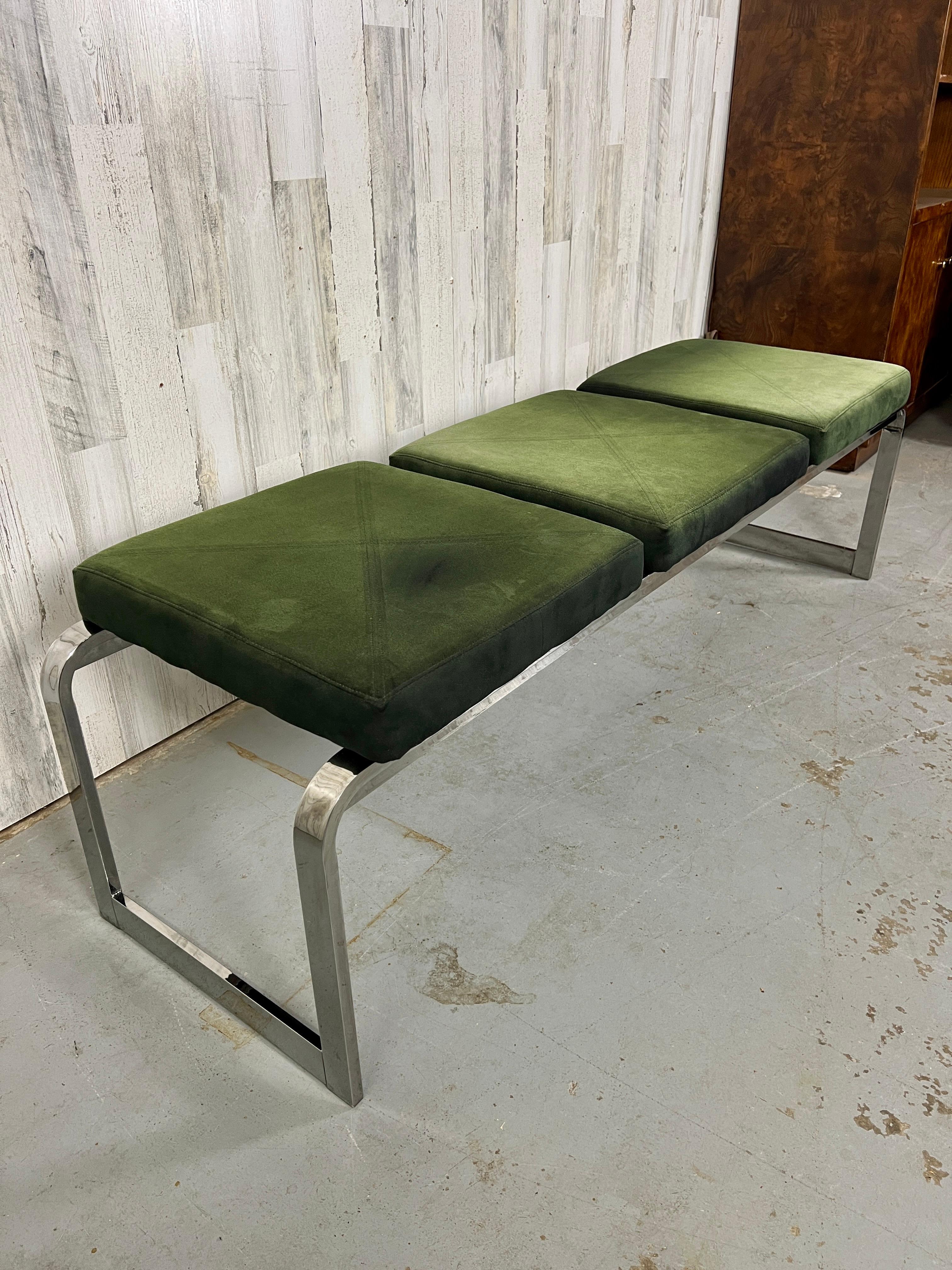 Chrome waterfall Bench by Design Institute America In Good Condition For Sale In Denton, TX