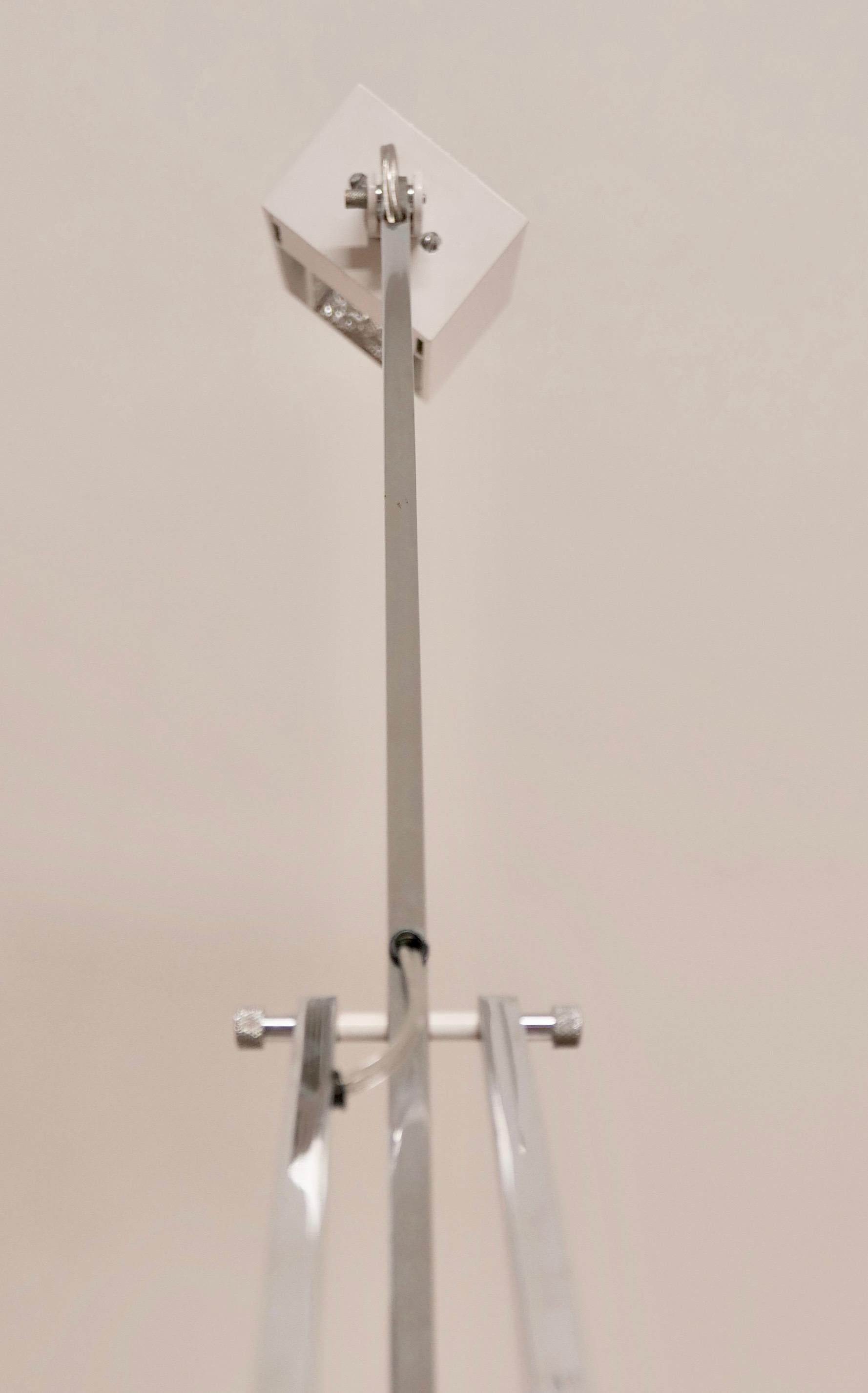 American Chrome and White Metal Minimalist Desk Lamp by Designer Robert Sonneman, 1970s For Sale
