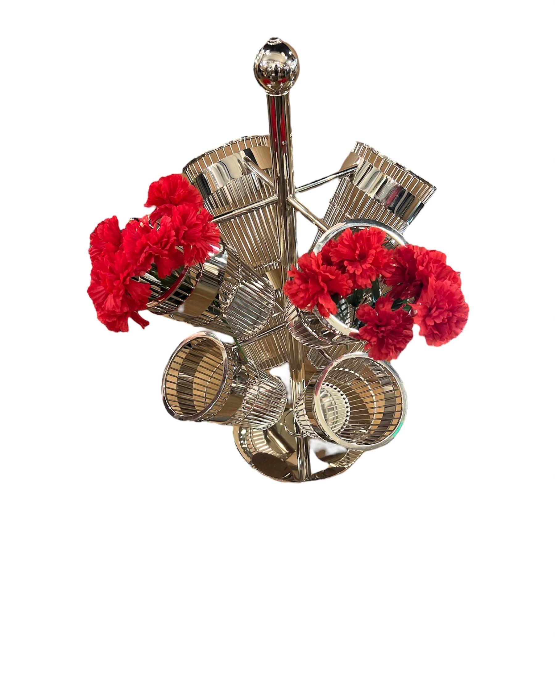Art Deco Chrome Wire Basket Champagne Holders on Stand For Sale
