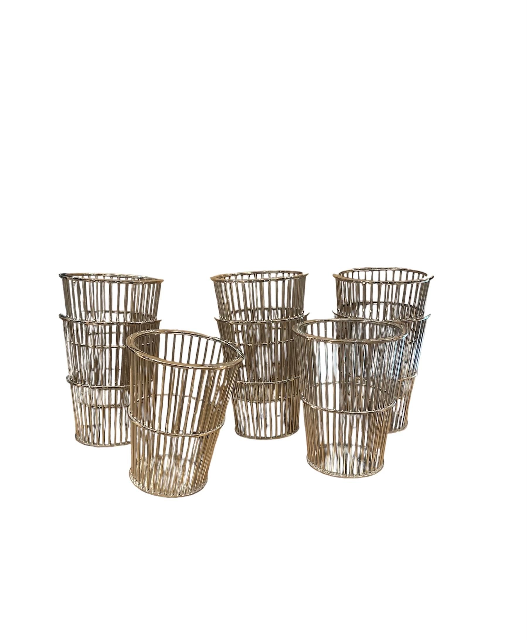 Polychromed Chrome Wire Basket Champagne Holders on Stand For Sale