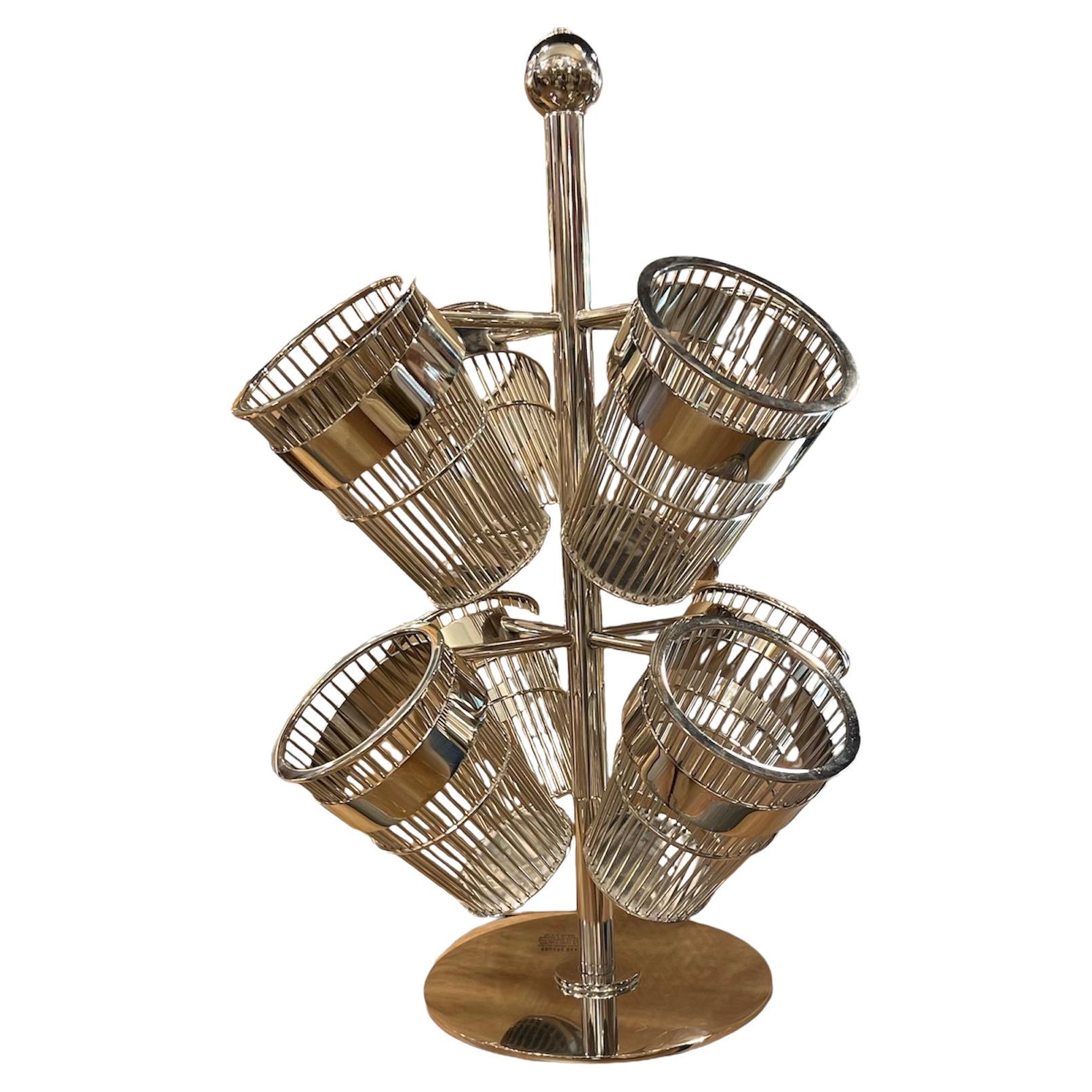 Chrome Wire Basket Champagne Holders on Stand For Sale