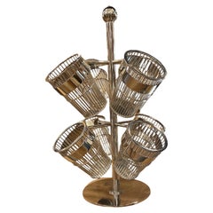 Chrome Wire Basket Champagne Holders on Stand 