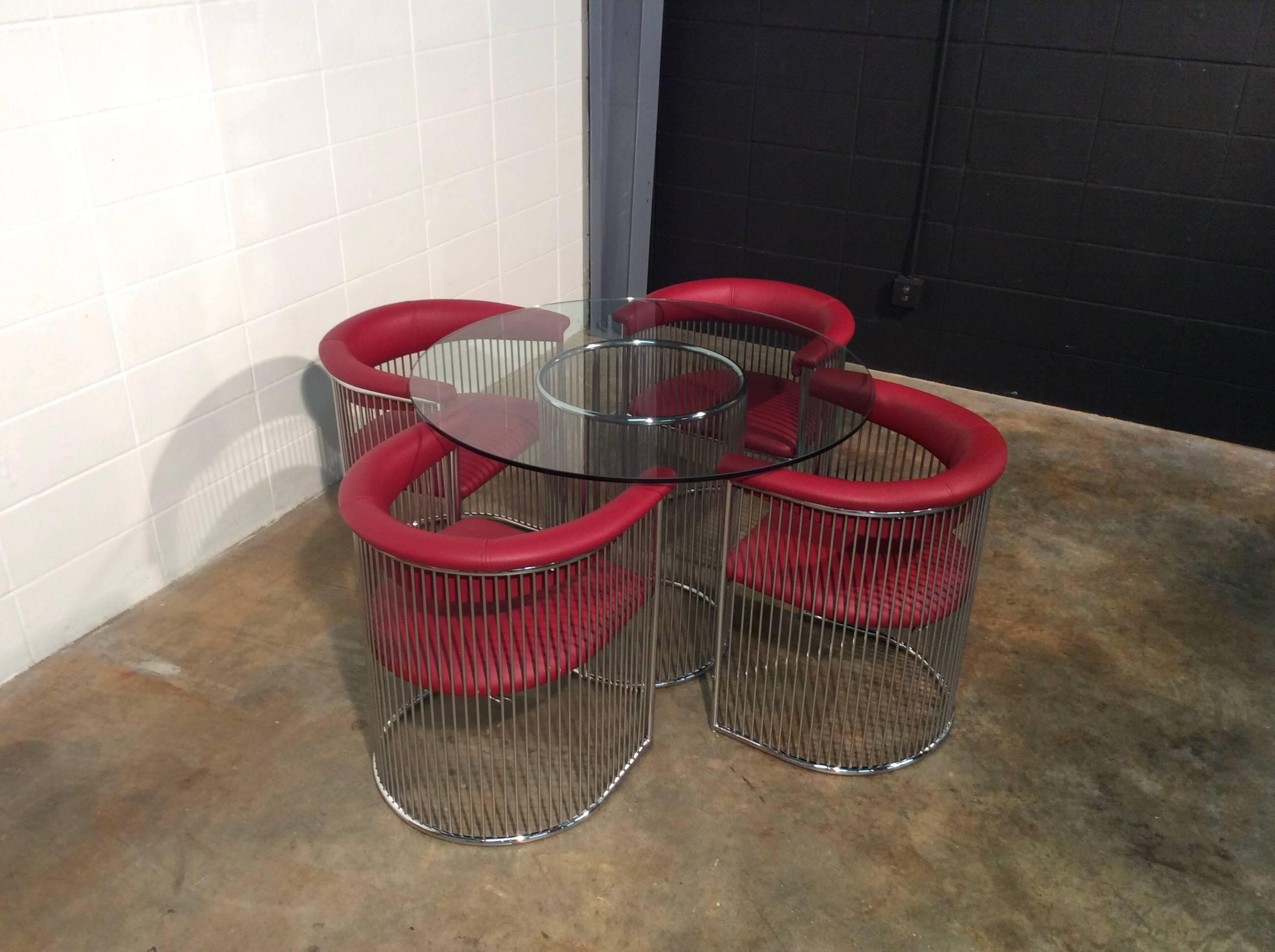 American Chrome Wire Dining Set Designed by Arthur Umanoff for Contemporary Shells Inc For Sale