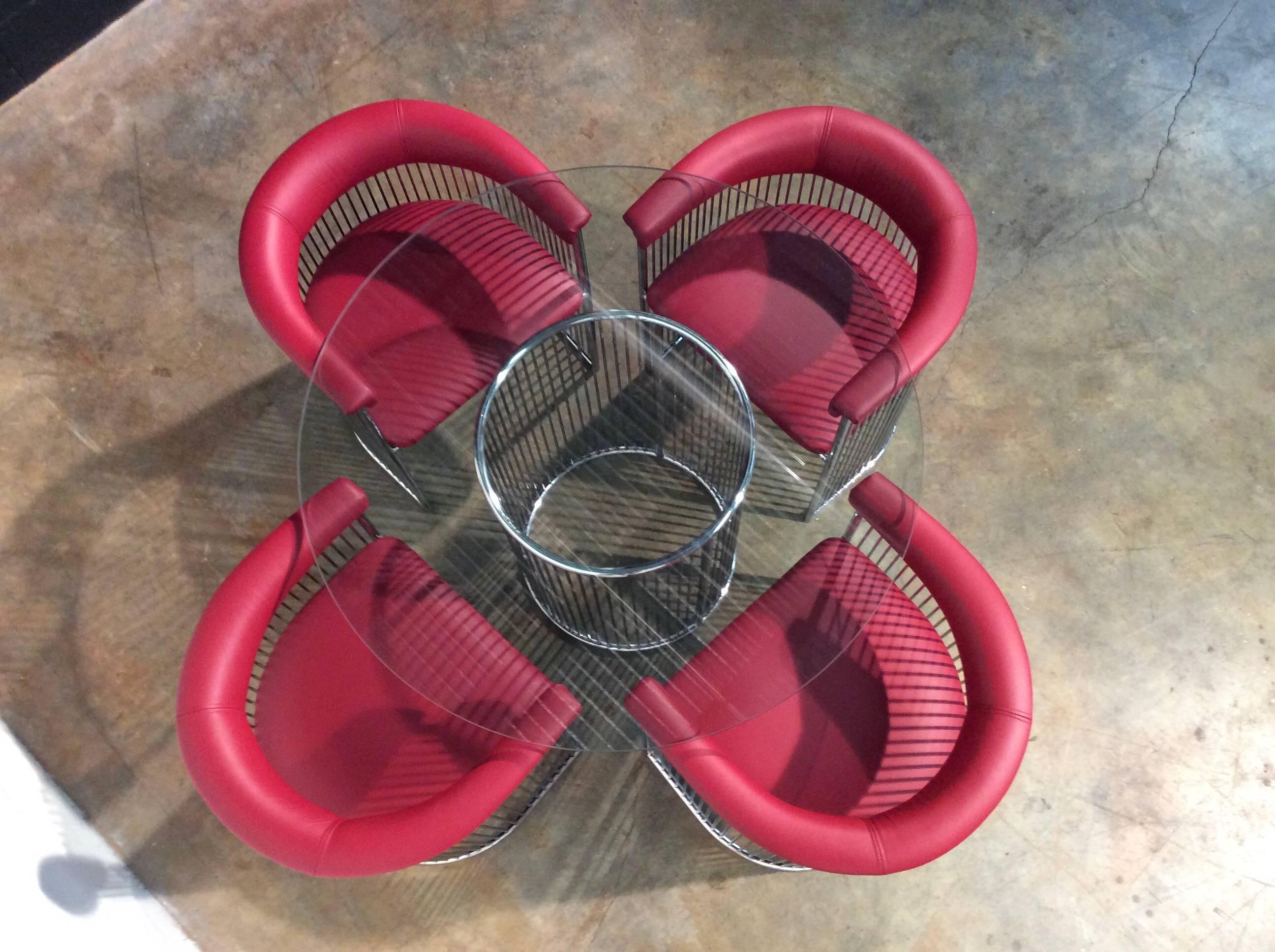 Chrome Wire Dining Set Designed by Arthur Umanoff for Contemporary Shells Inc In Good Condition For Sale In Marietta, GA