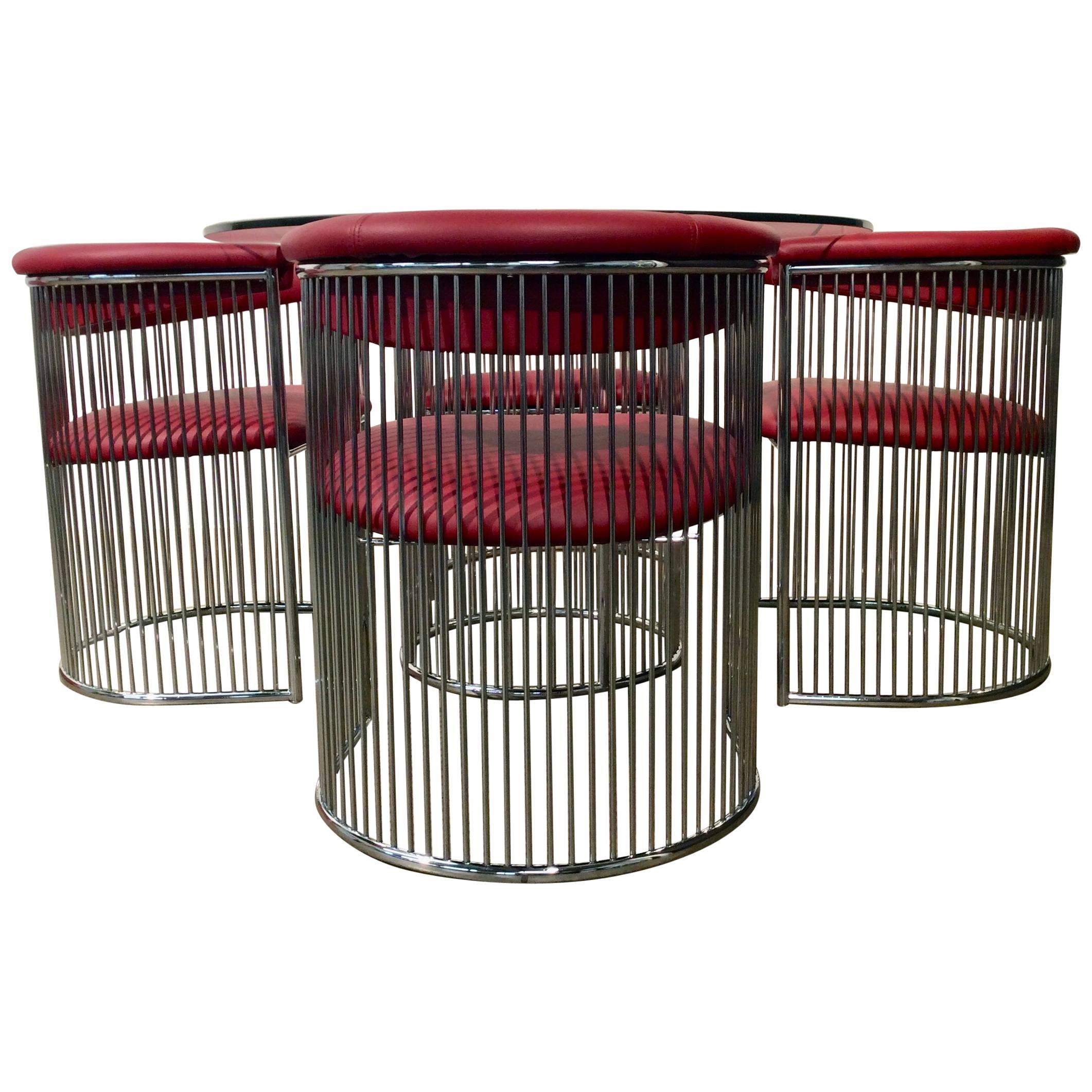 Chrome Wire Dining Set Designed by Arthur Umanoff for Contemporary Shells Inc For Sale