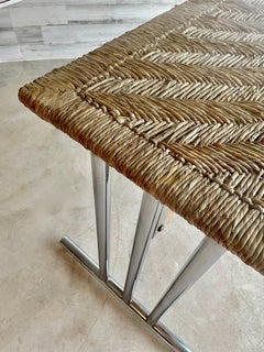 Chrome with Woven Rush Dining Table