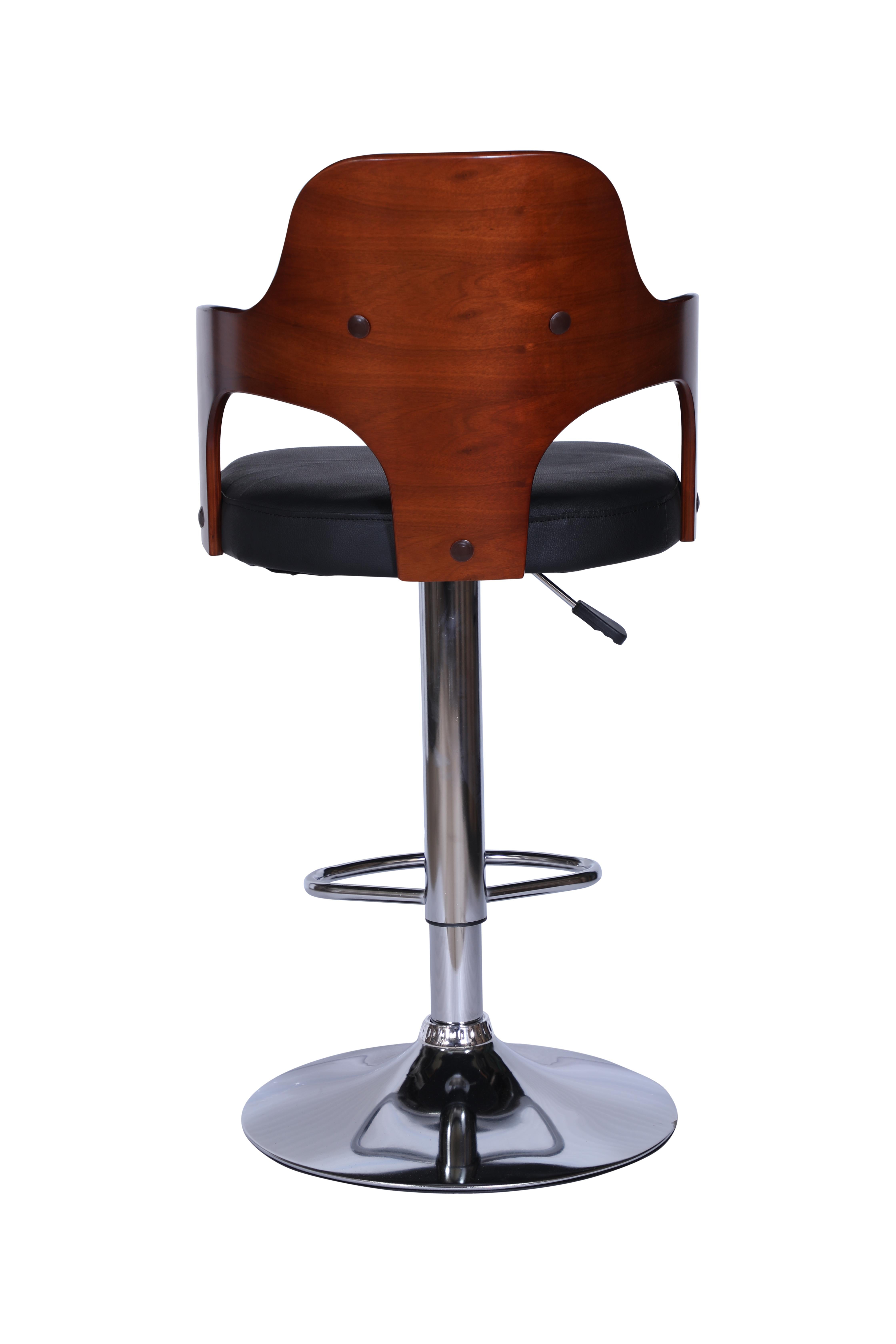 Table haute pivotante et extensible en chrome, bois et verre avec quatre tabourets de bar en vente 4