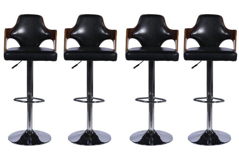 Chrome, Wood and Glass Swivel and Expanding High Top Table with Four ...