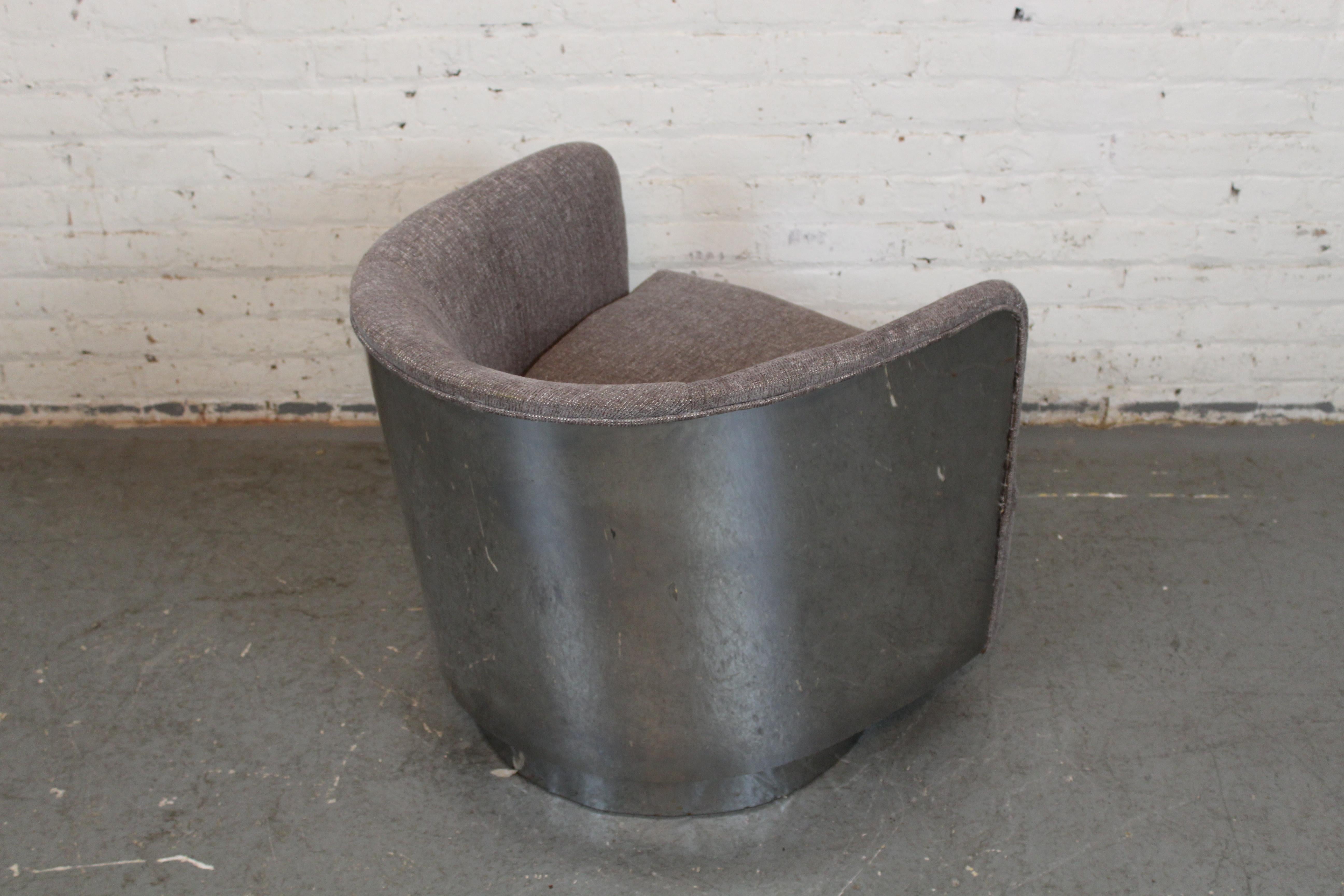 Chrome Wrapped Swivel Chair by Milo Baughman for Thayer Coggin In Good Condition For Sale In Brooklyn, NY