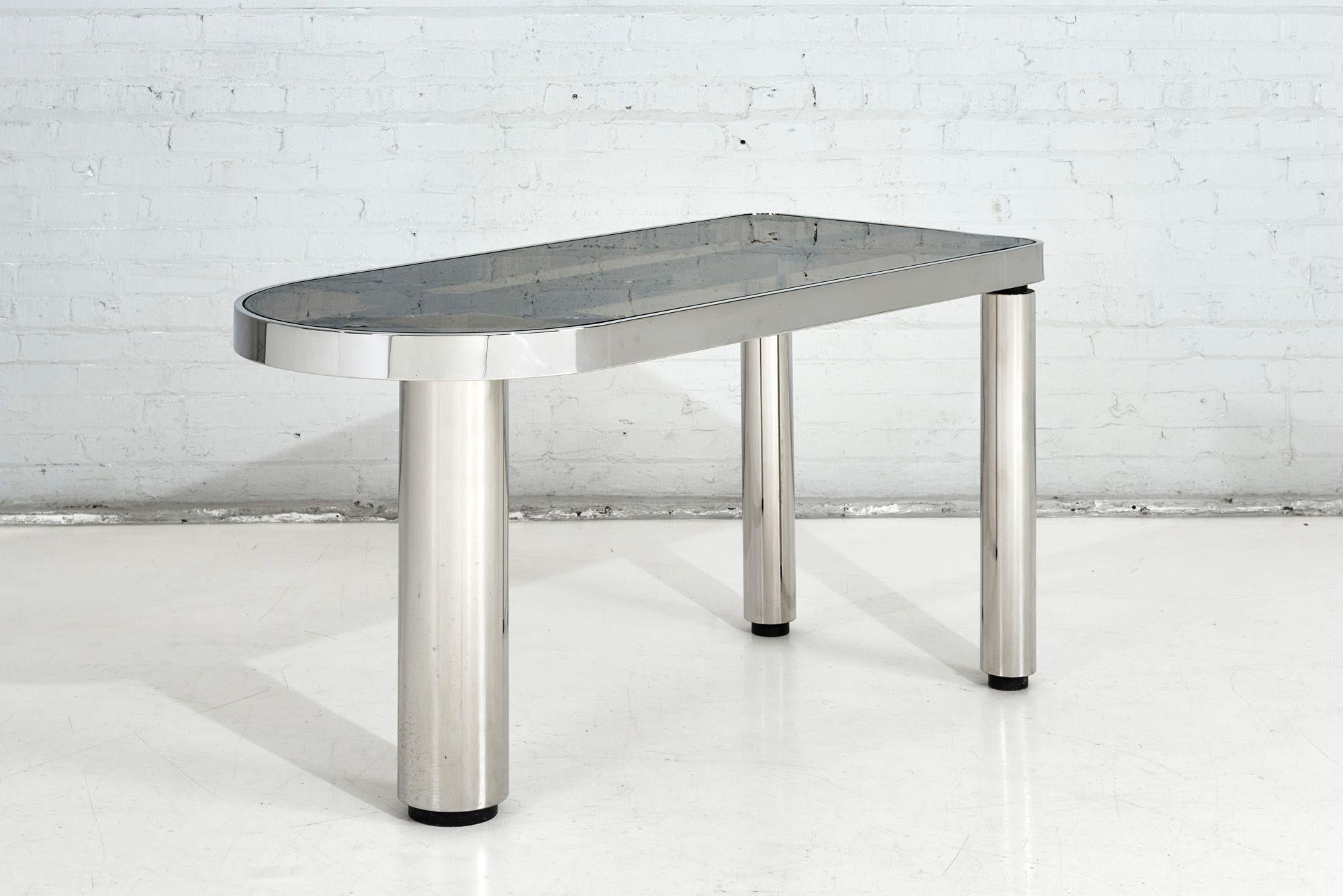 Mid-Century Modern Chrome Writing Desk in the Style of Karl Springer, 1970