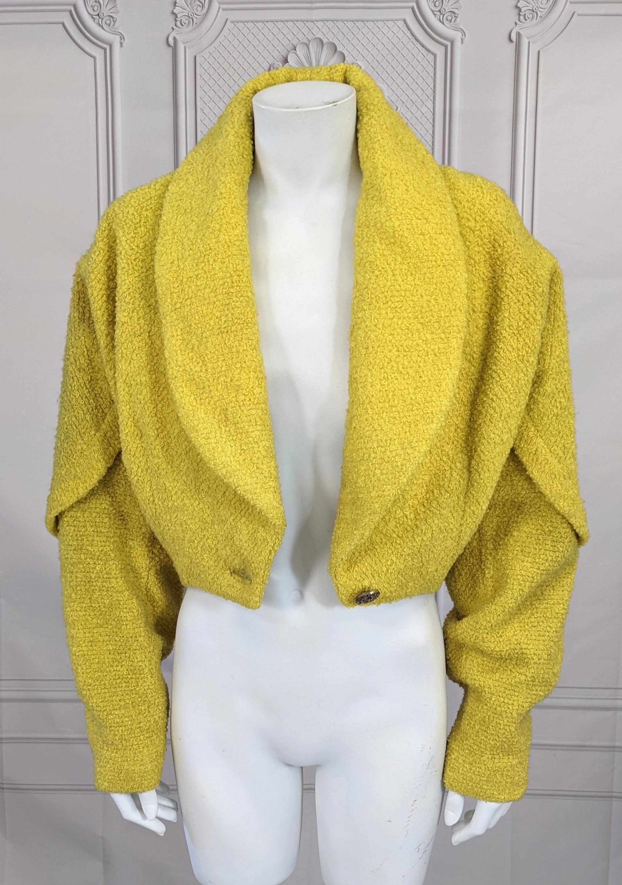 Chrome Yellow Wool Boucle Bolero Jacket In Good Condition For Sale In New York, NY