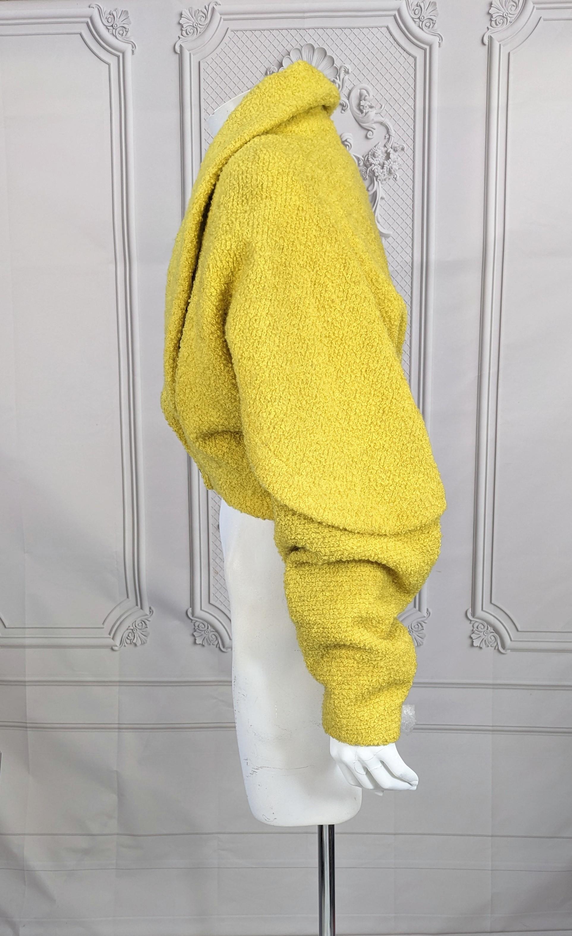 Women's Chrome Yellow Wool Boucle Bolero Jacket For Sale