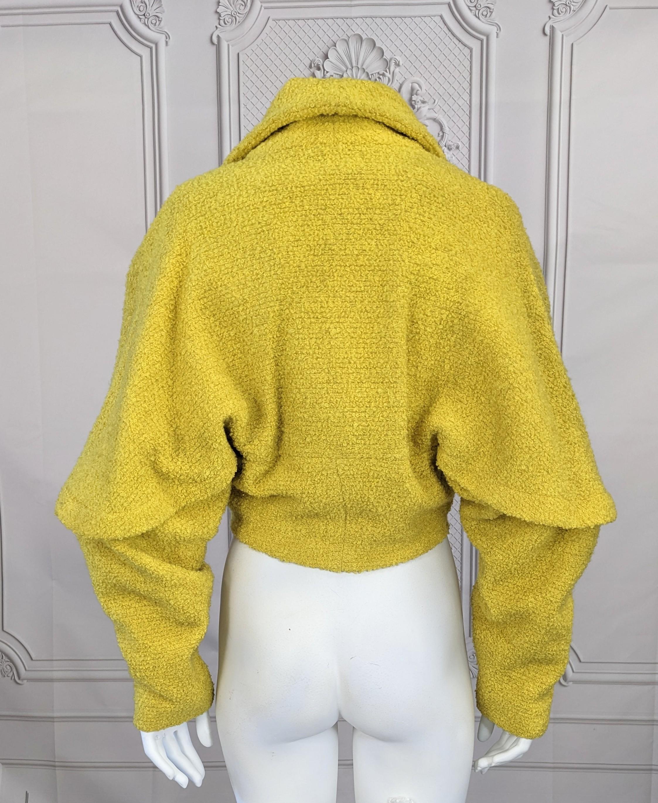 Chrome Yellow Wool Boucle Bolero Jacket For Sale 1