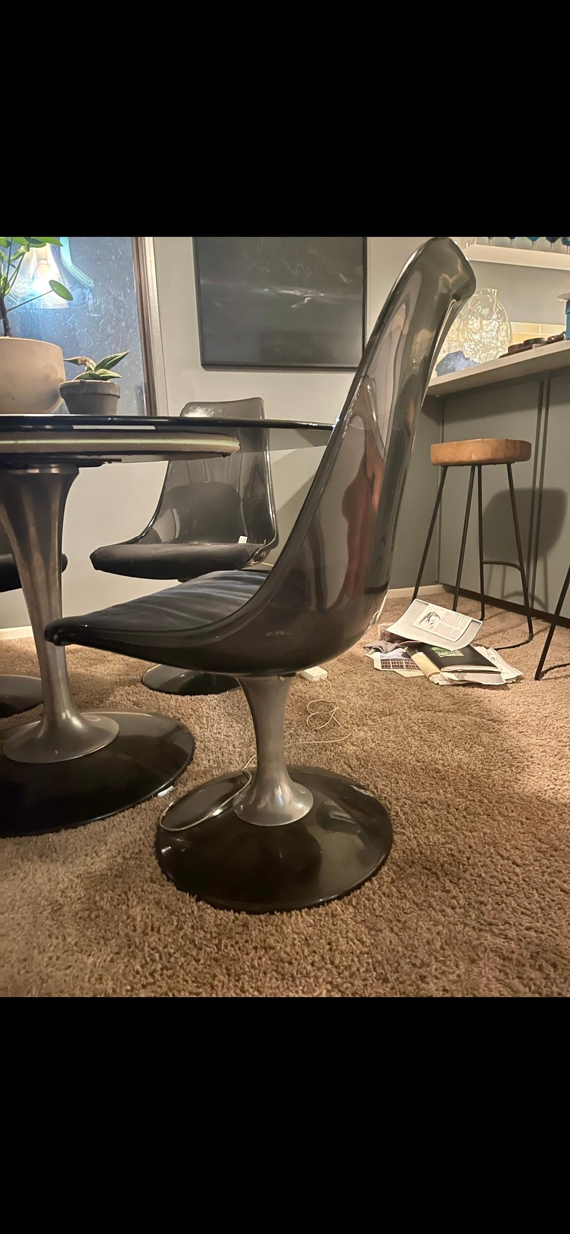 Chromecraft Smoked Glass and Lucite Oval Table (chairs already sold) In Good Condition For Sale In Portland, OR