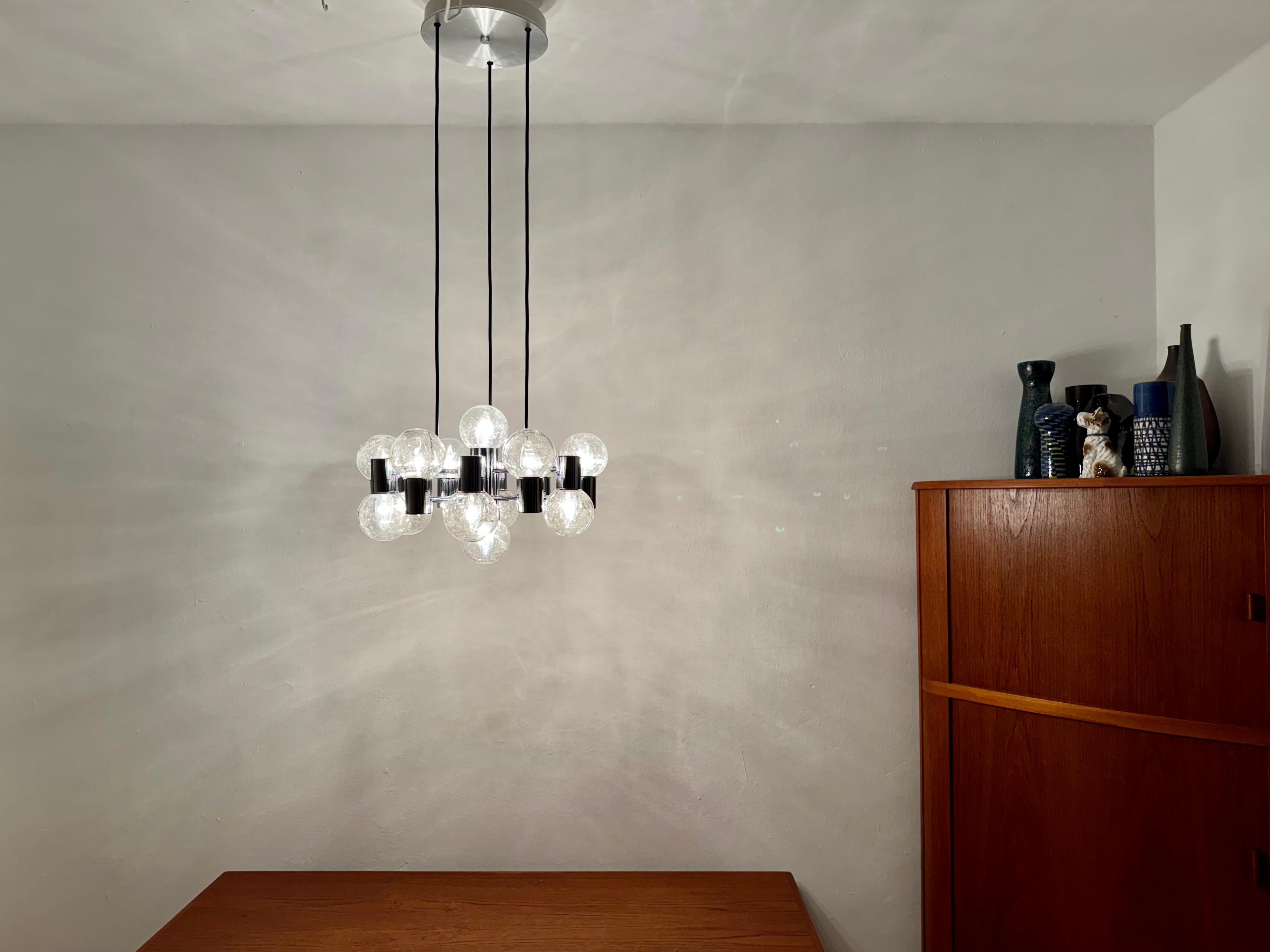 Lampadario Sputnik cromato anni '70 di Doria in vendita 3