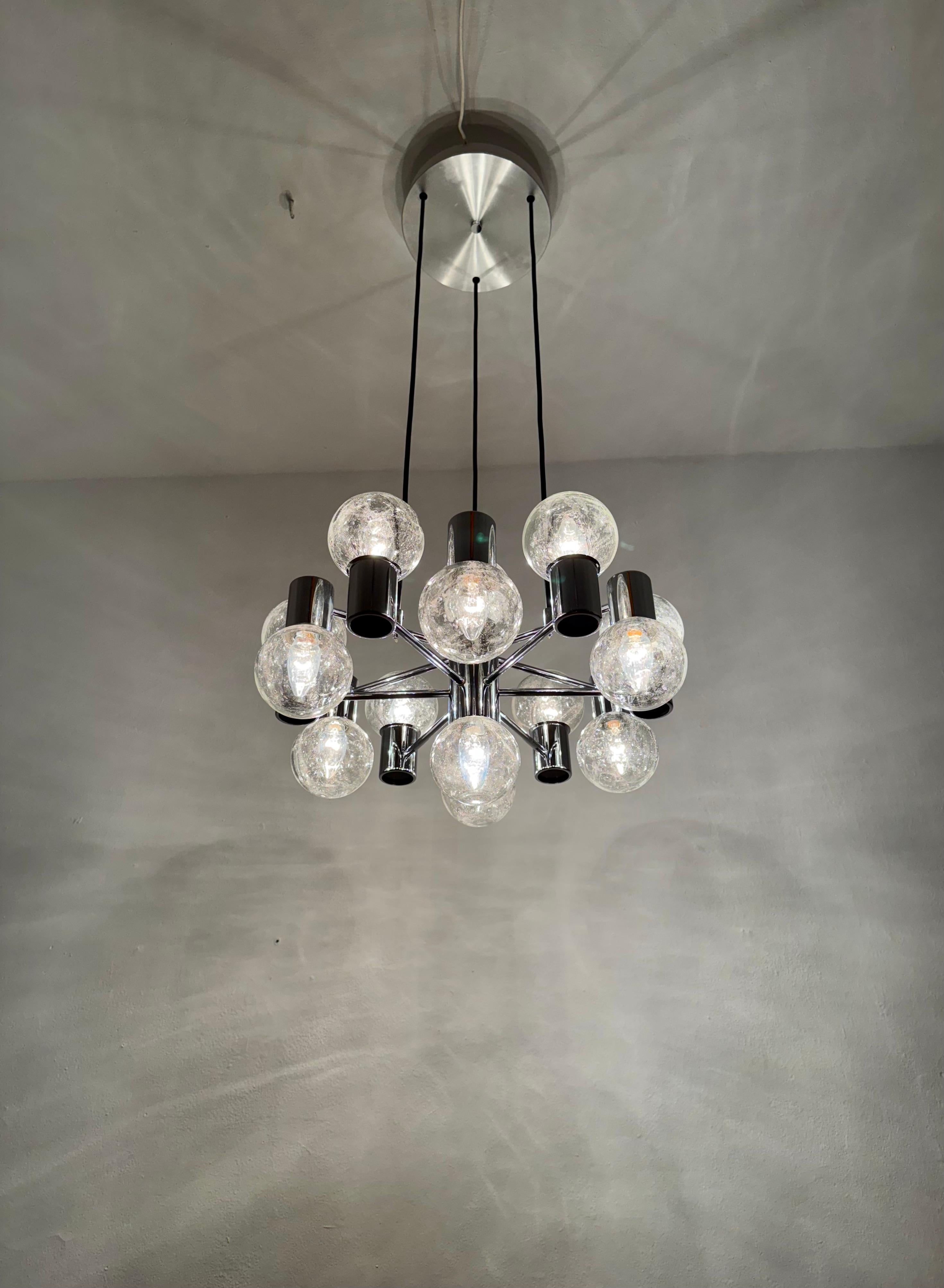 Lampadario Sputnik cromato anni '70 di Doria in vendita 4