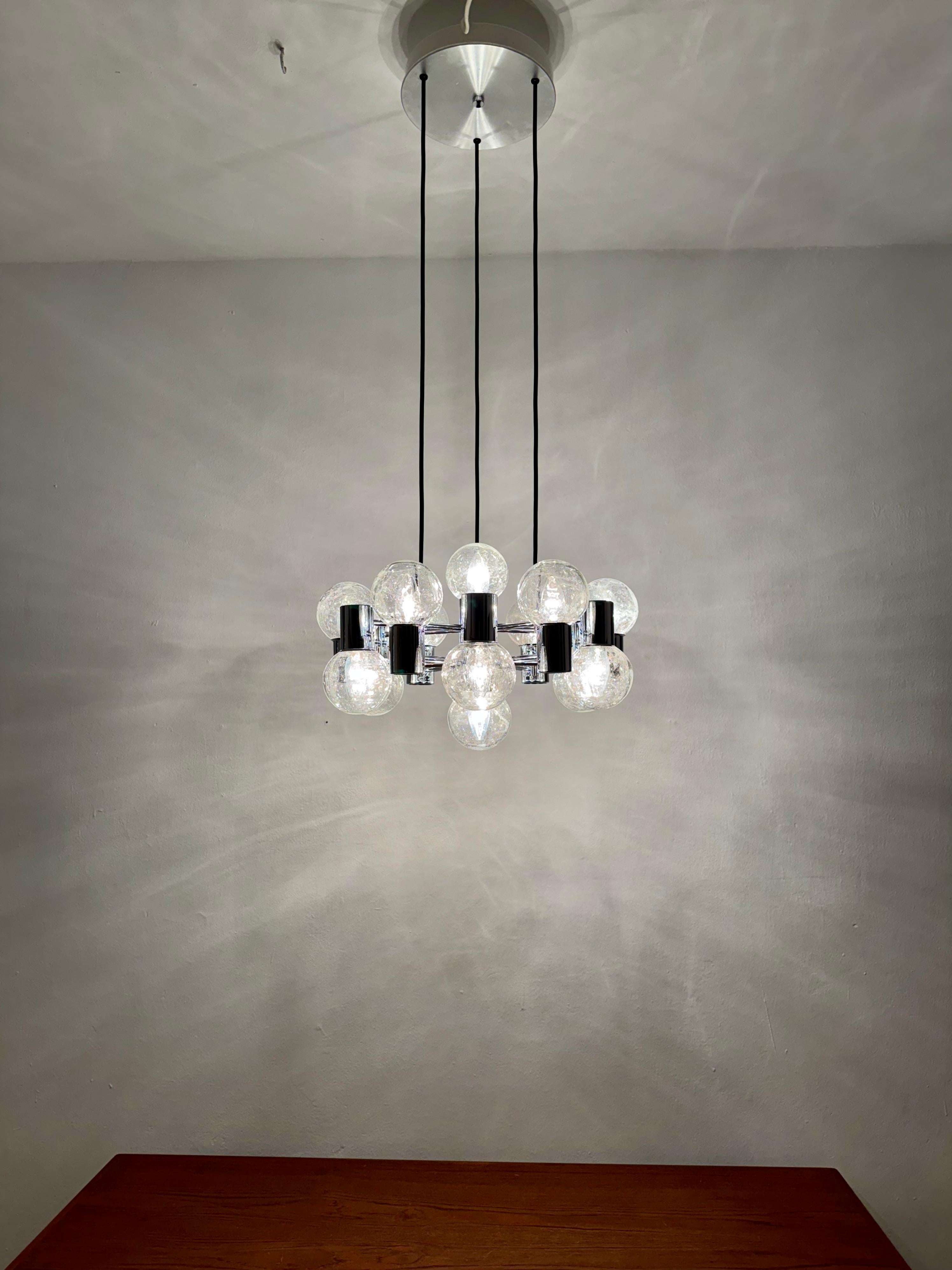 Lampadario Sputnik cromato anni '70 di Doria in vendita 5