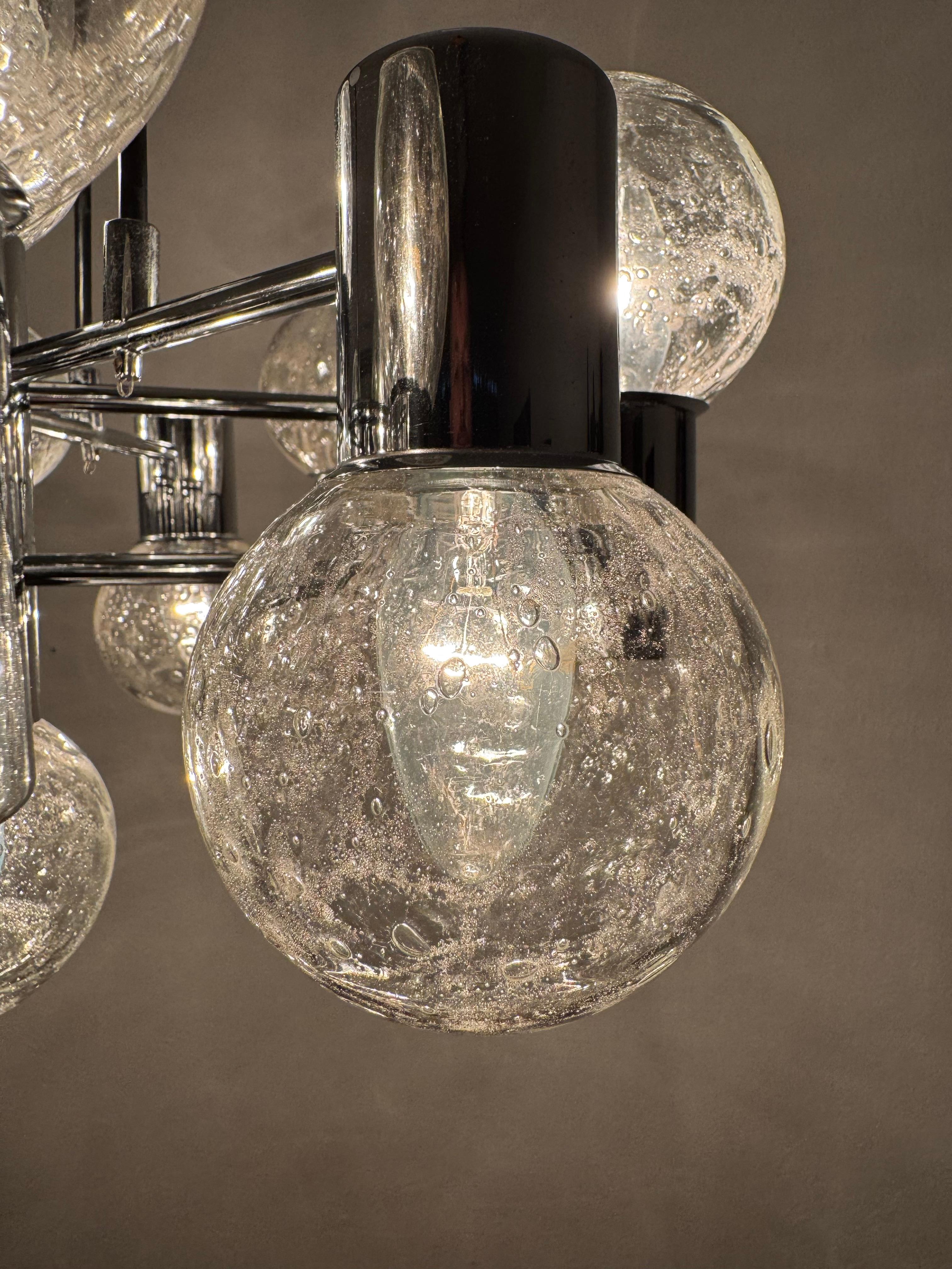 Lampadario Sputnik cromato anni '70 di Doria in vendita 6