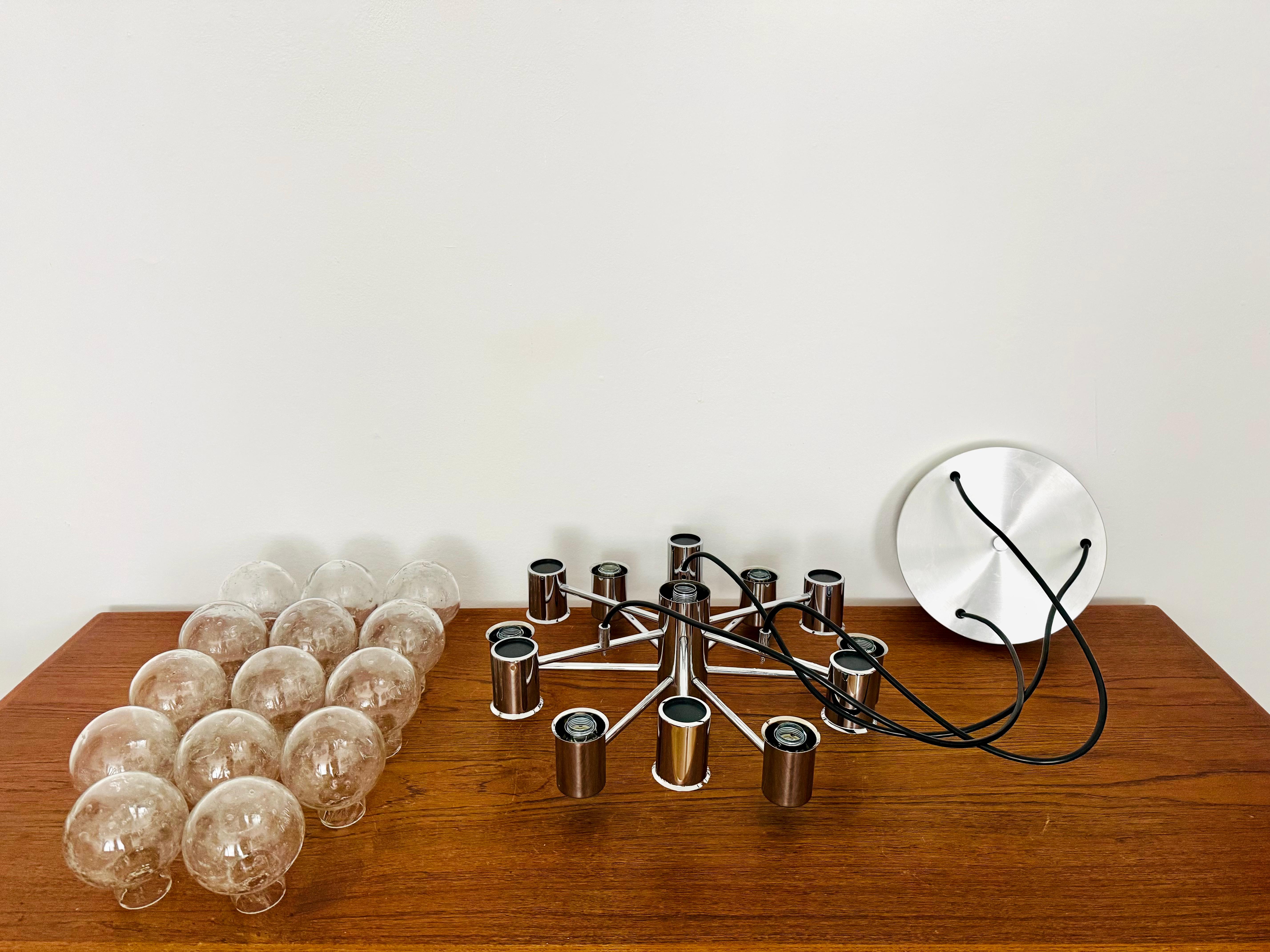Lampadario Sputnik cromato anni '70 di Doria in vendita 7