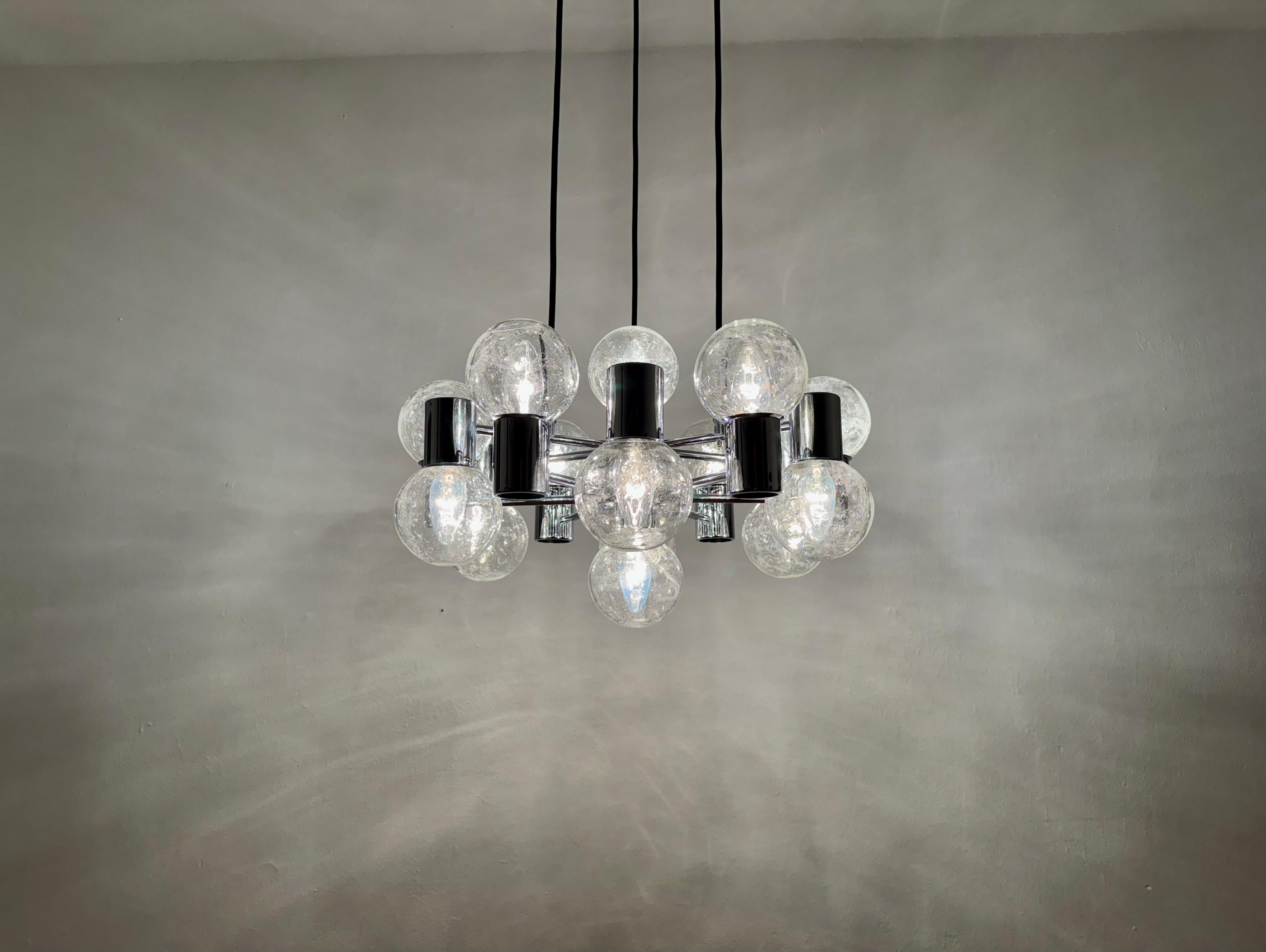 Lampadario Sputnik cromato anni '70 di Doria in vendita 1