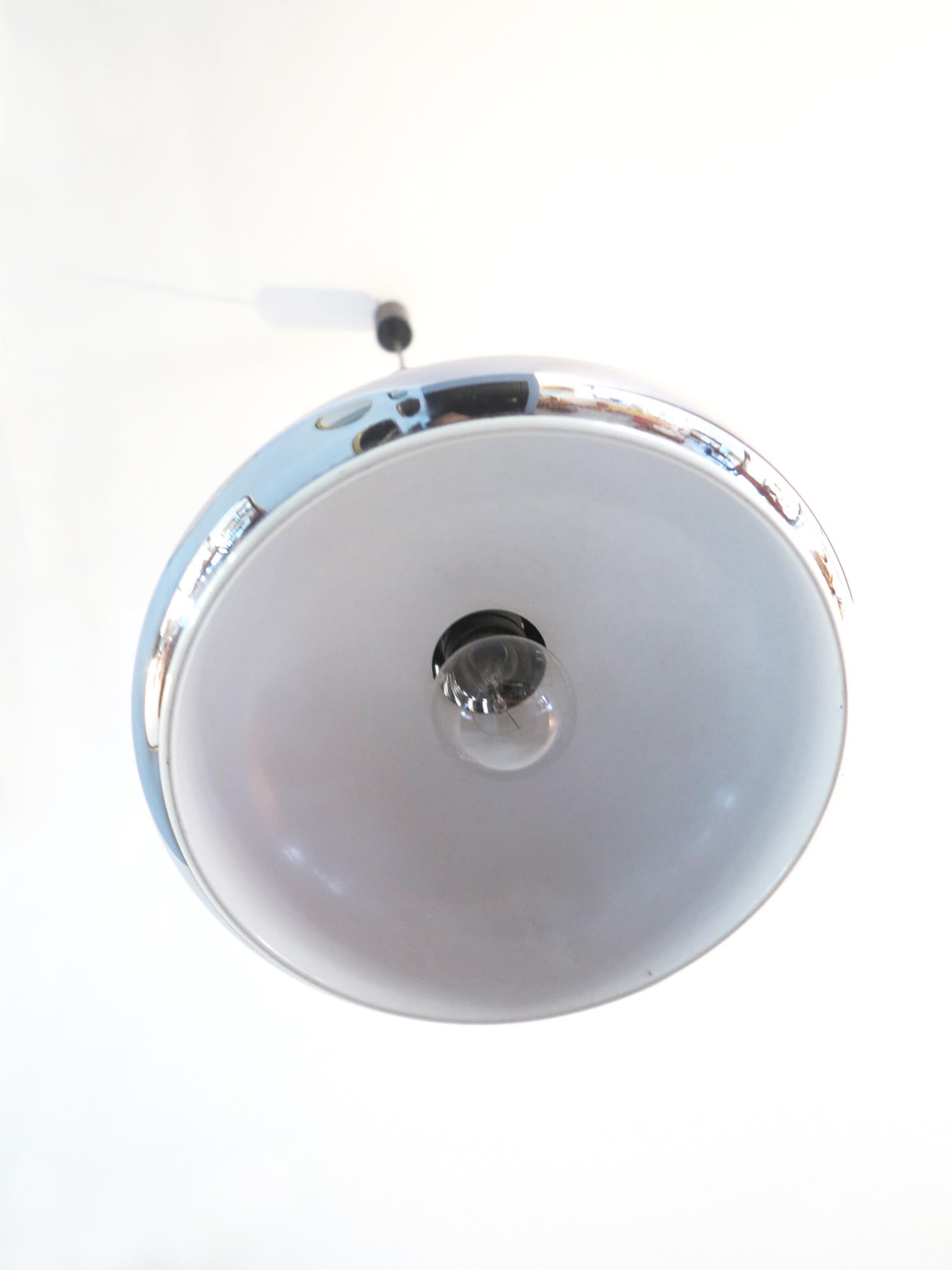 Italian Chromed Aluminium and Black Pendant or Ceiling Lamp by Gae Aulenti for Stilnovo For Sale