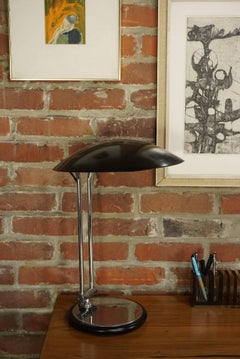 Chromed and Black Metal "Soucoupe" Articulated Lamp French Design by Aluminor