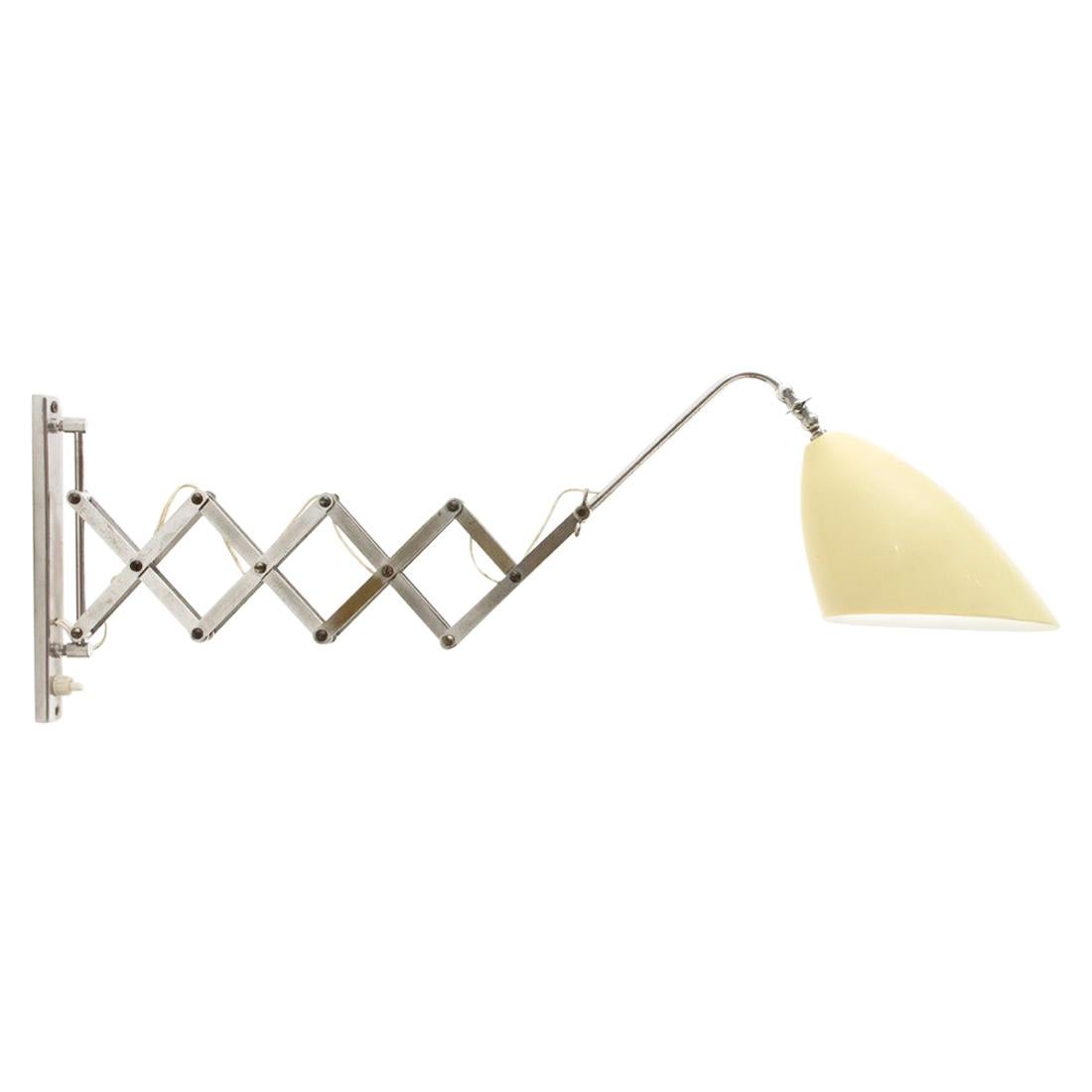 Chromed and Cream Italian Pantograph Wall Lamp, 1950s For Sale