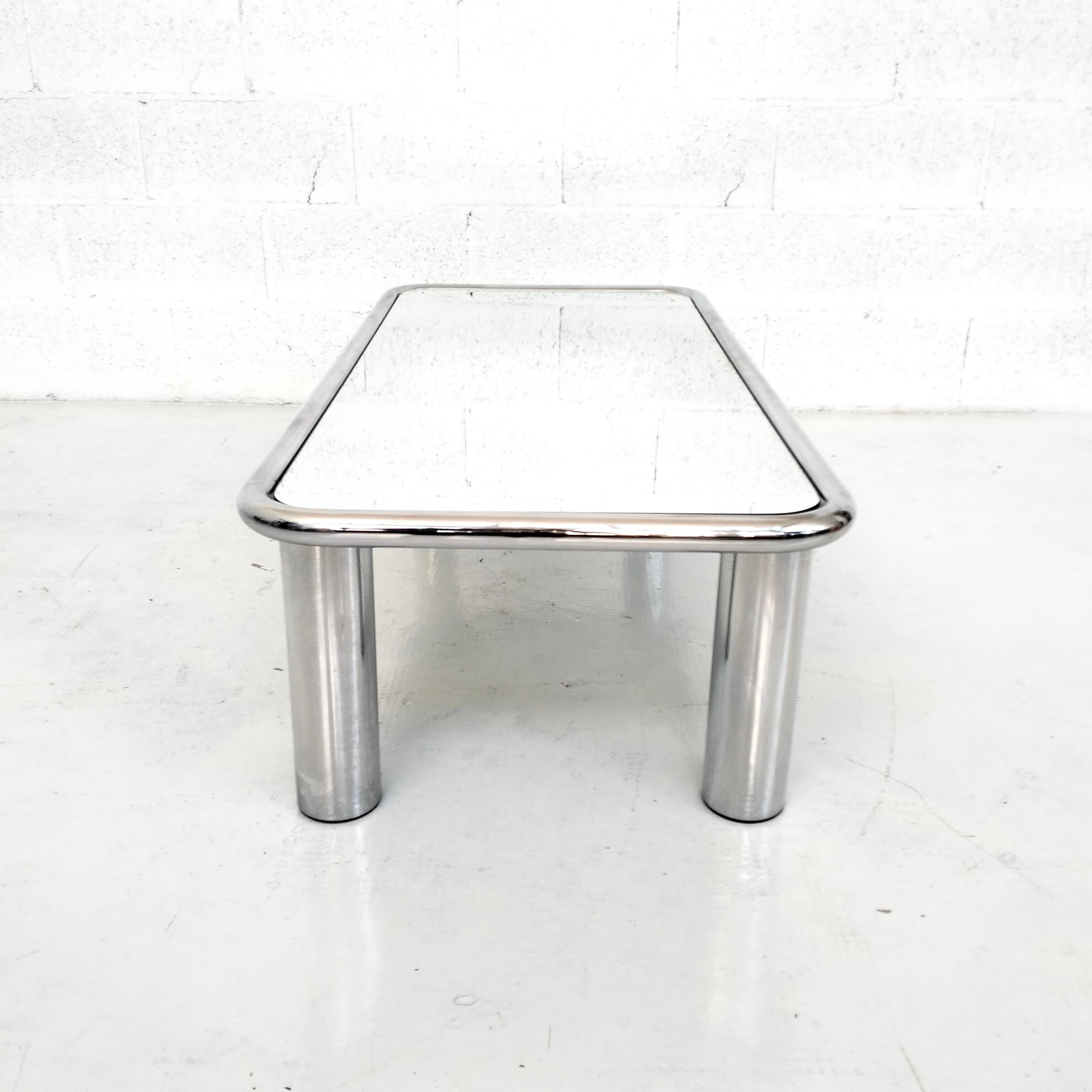 Chromed  and mirrored Coffee Table Sesann Model by G Frattini for Cassina 3