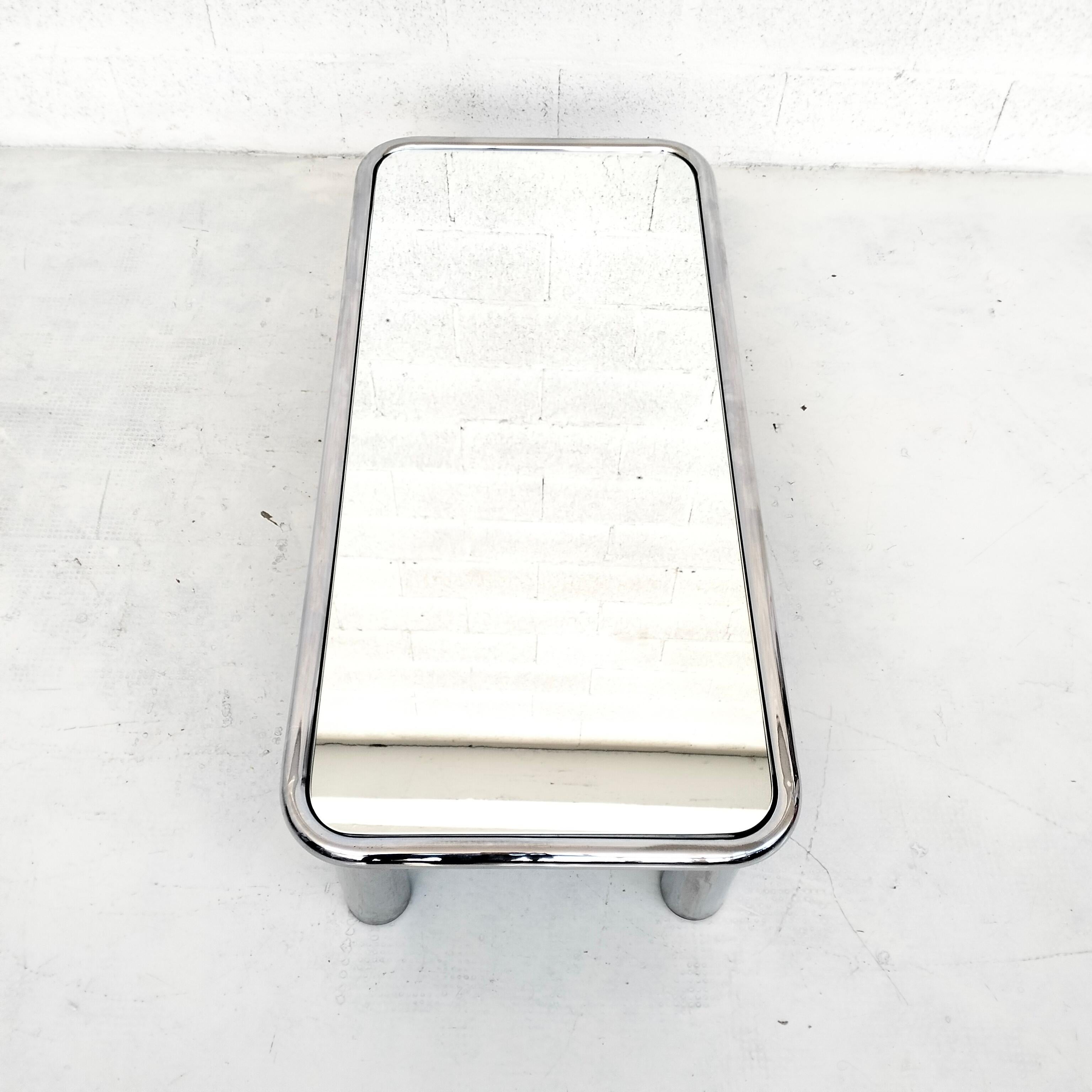 Chromed  and mirrored Coffee Table Sesann Model by G Frattini for Cassina 5