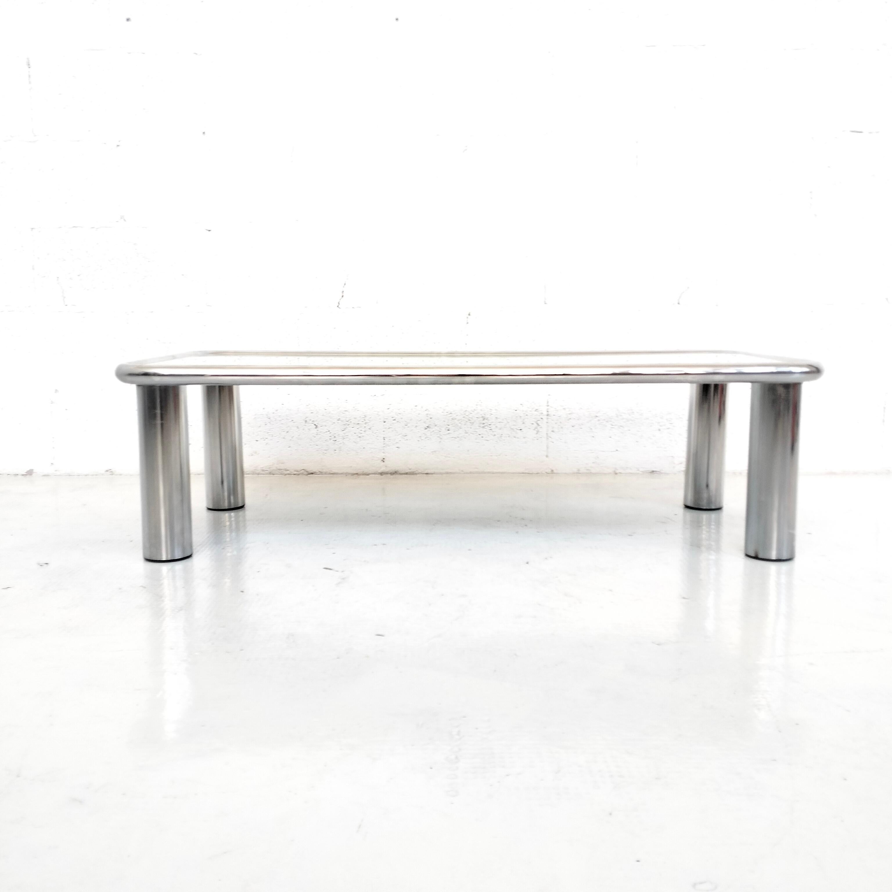 Chromed  and mirrored Coffee Table Sesann Model by G Frattini for Cassina 6