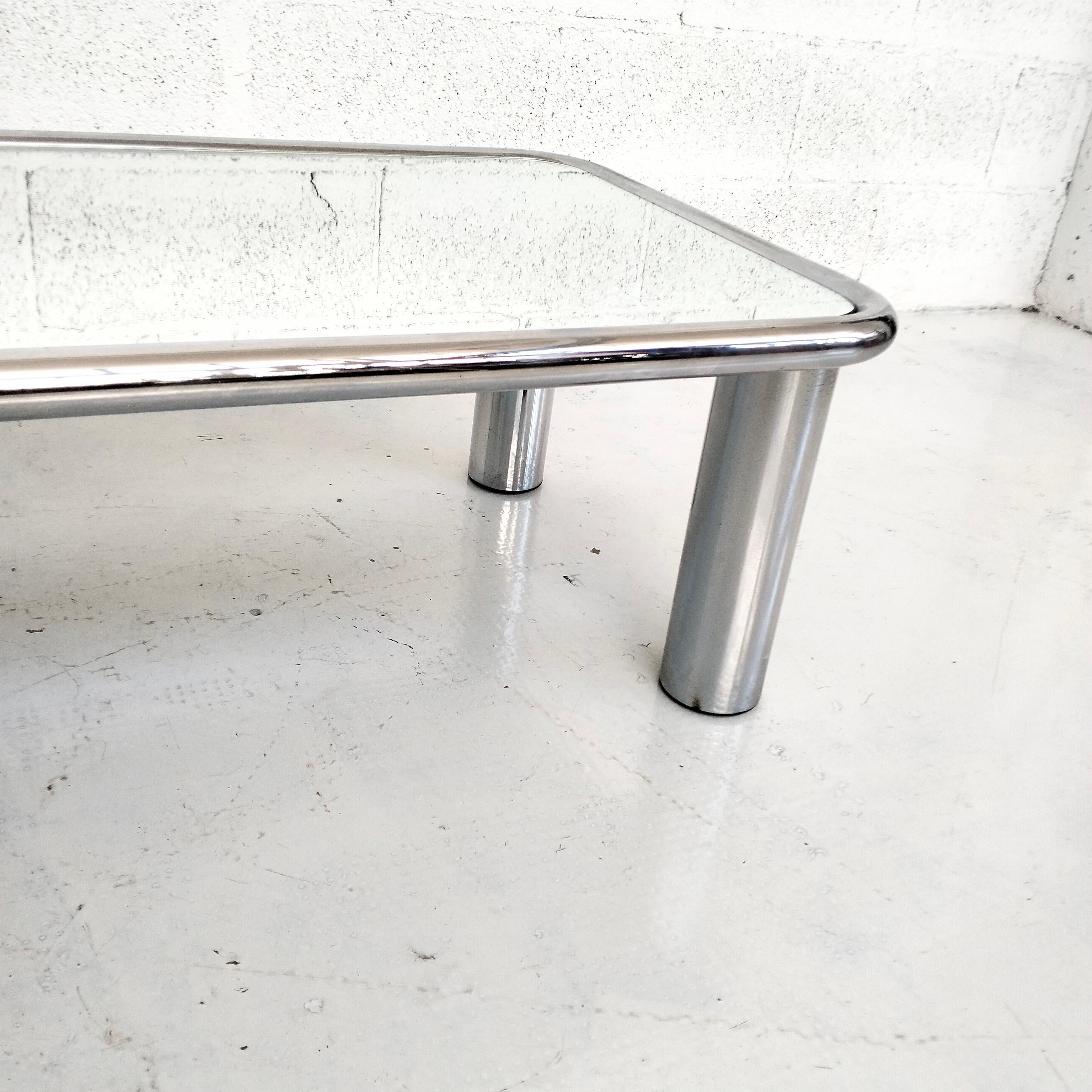 Chromed  and mirrored Coffee Table Sesann Model by G Frattini for Cassina 1