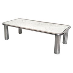 Chromed and mirrored Coffee Table Sesann Model by G Frattini for Cassina