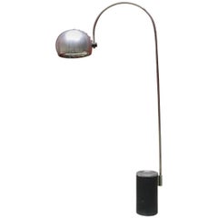 Used Midcentury Chromed Brushed Metal Arc Italian Floor Lamp, 1970s