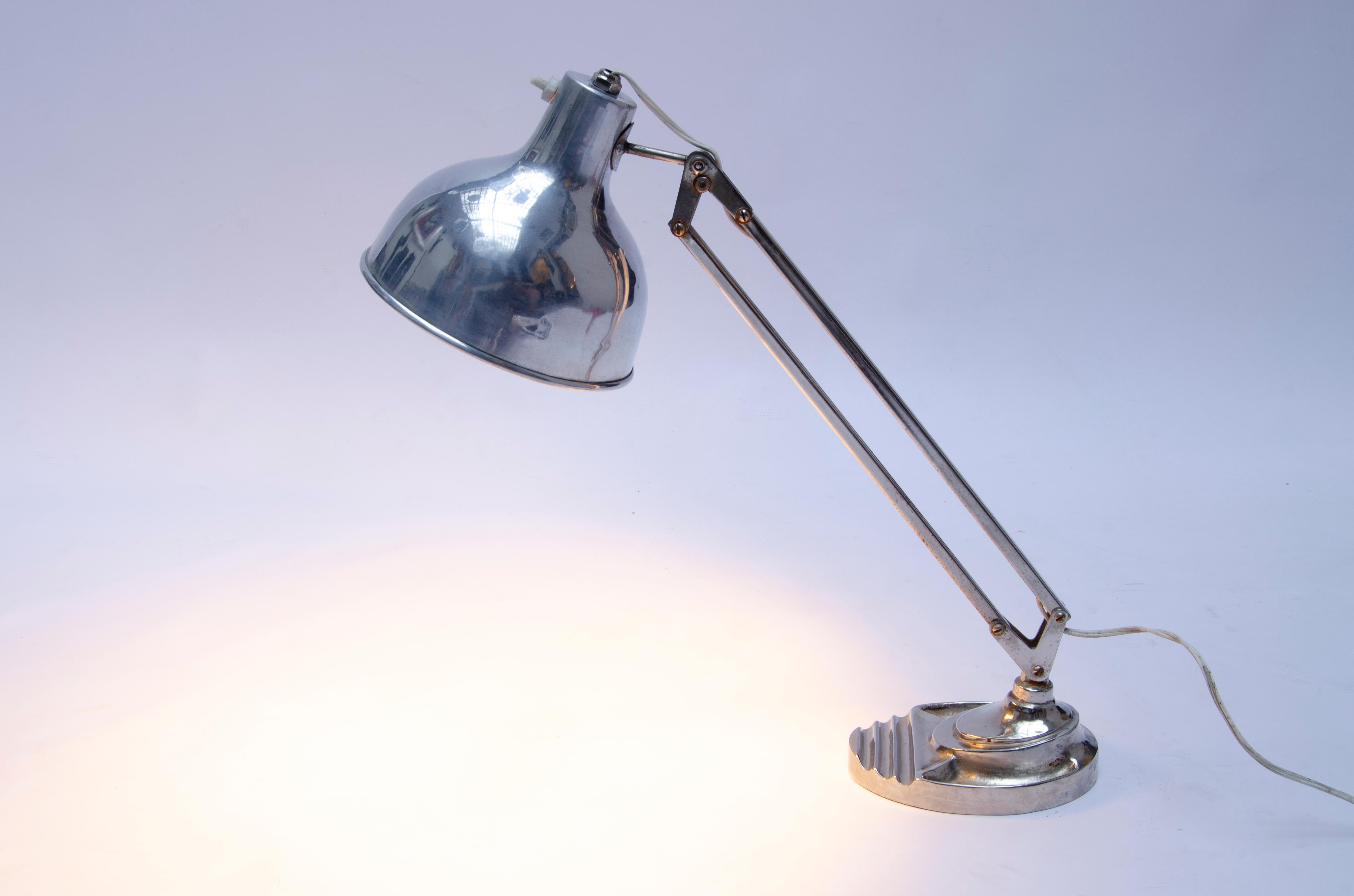 Polychromed Chromed Art Deco Desk Lamp For Sale
