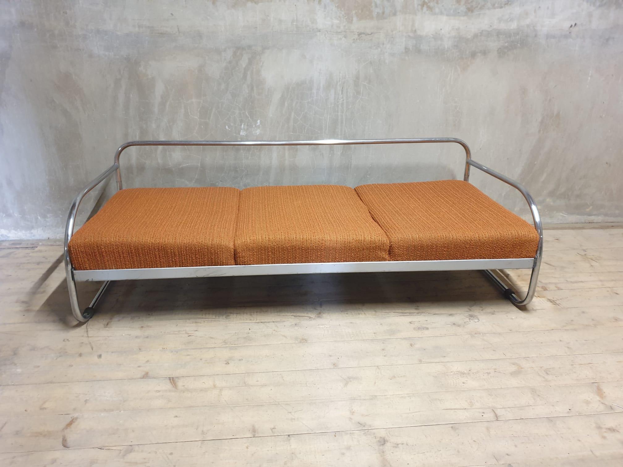 Czech Chromed Bauhaus sofa, 1930´s, Bohemia For Sale