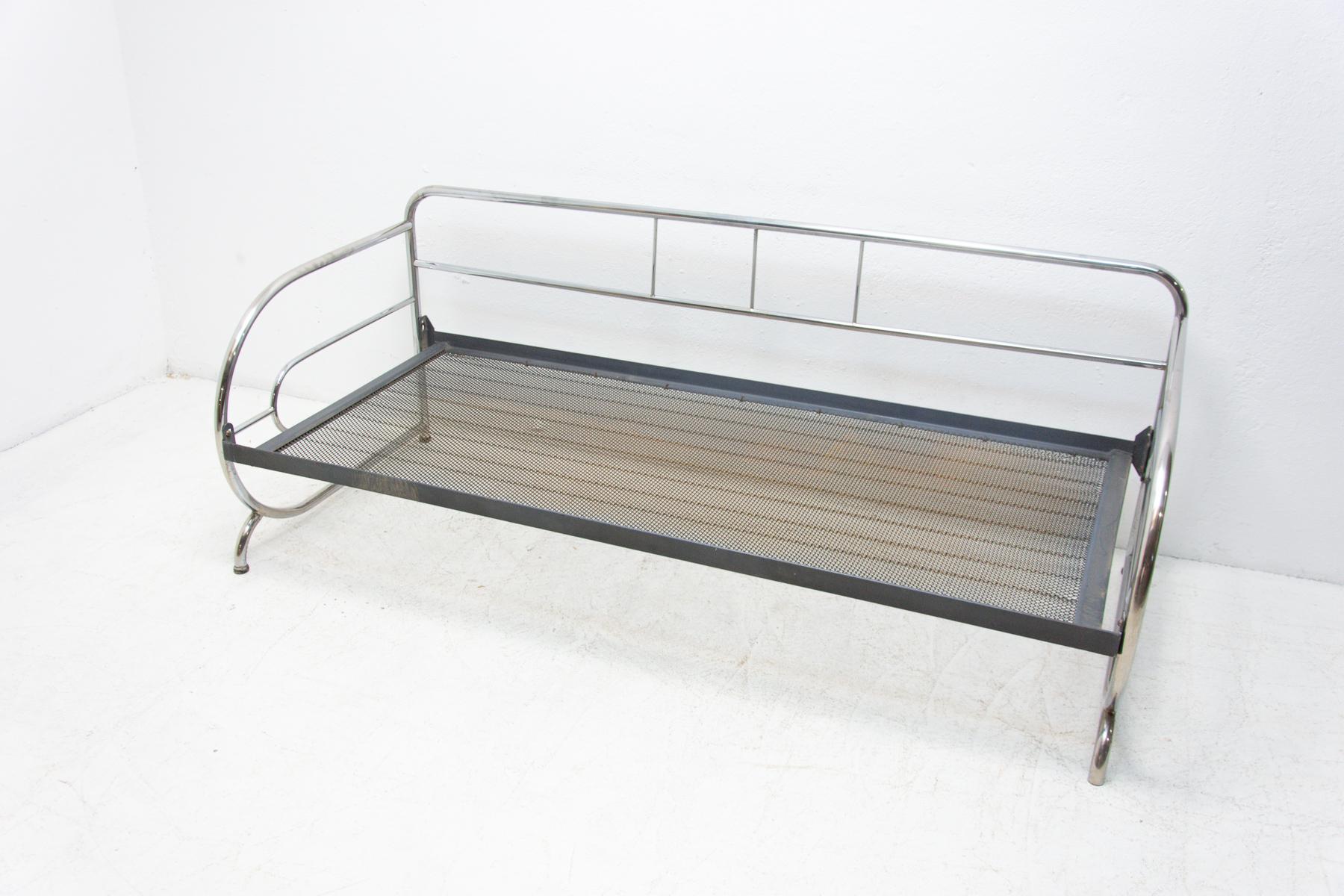 Plated Chromed Bauhaus Sofa, 1930's, Bohemia