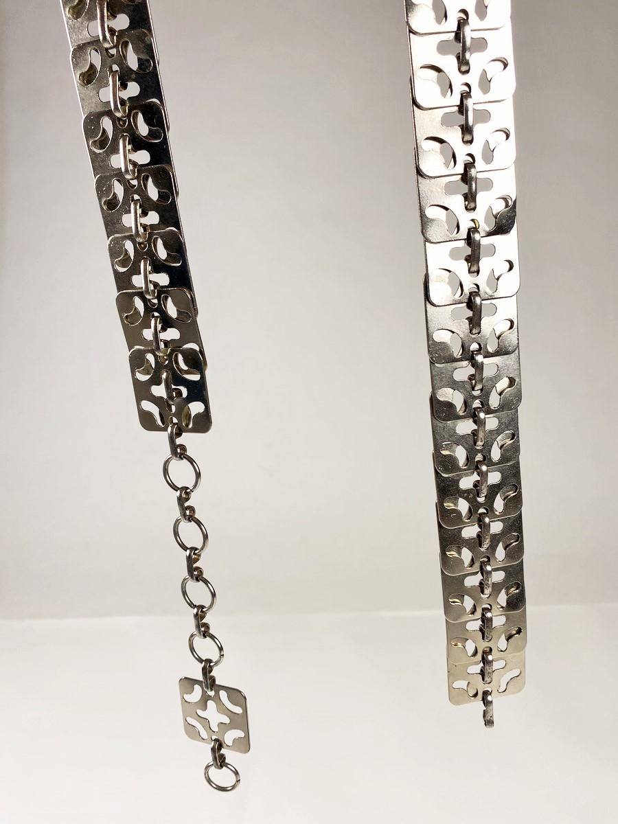 Chromed belt with perforated metal mesh by Paco Rabanne - France Circa 1970 For Sale 8