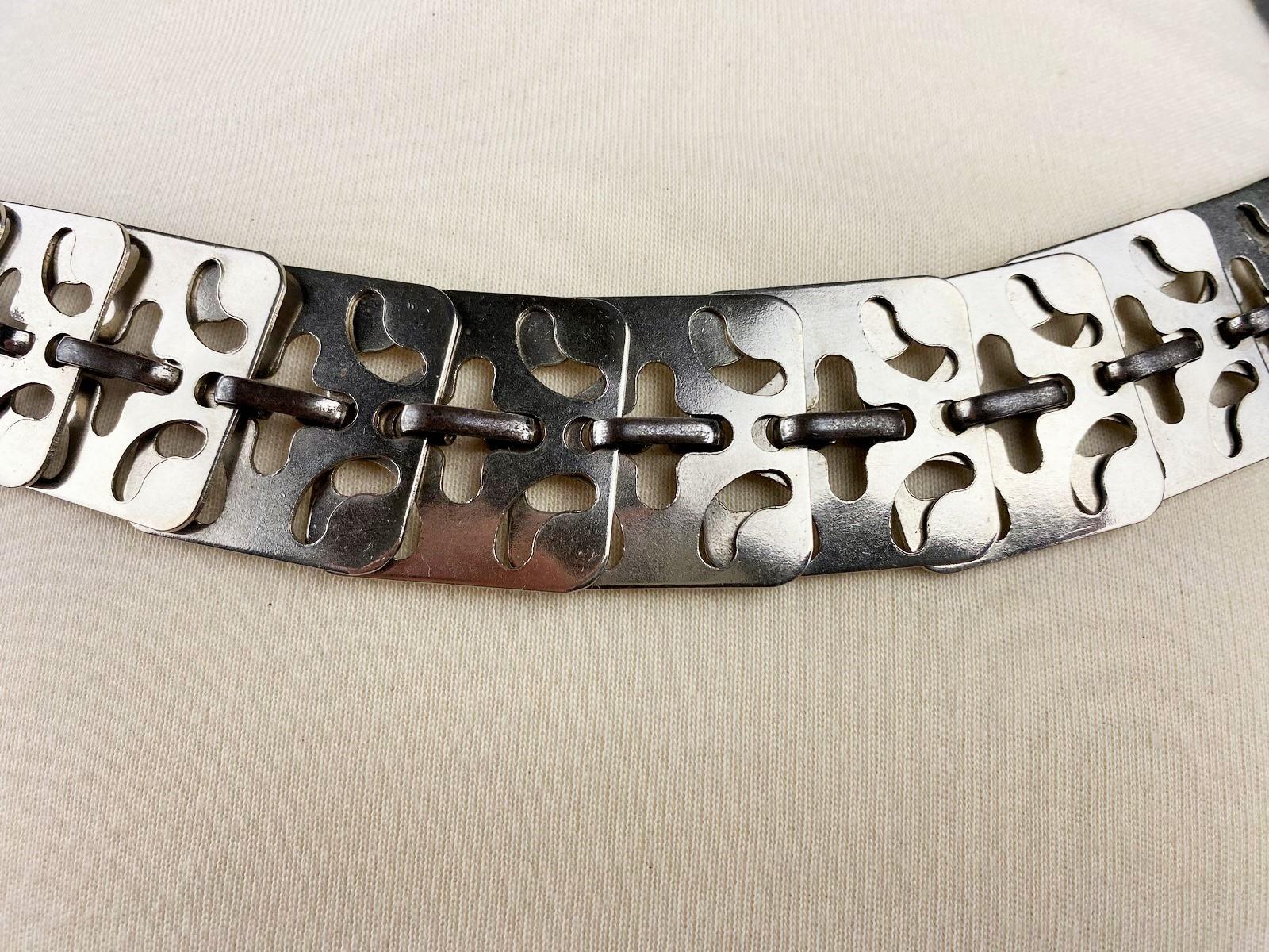 Chromed belt with perforated metal mesh by Paco Rabanne - France Circa 1970 For Sale 3