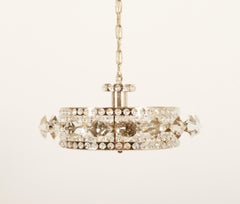Chromed Brass and Glass Chandelier by Orrefors from the 1960s