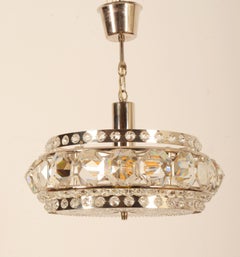 Chromed Brass and Glass Chandelier by Orrefors from the 1960s