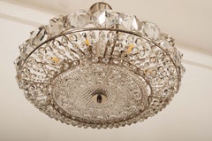 Lampadario in ottone cromato e vetro di Orrefors degli anni '60