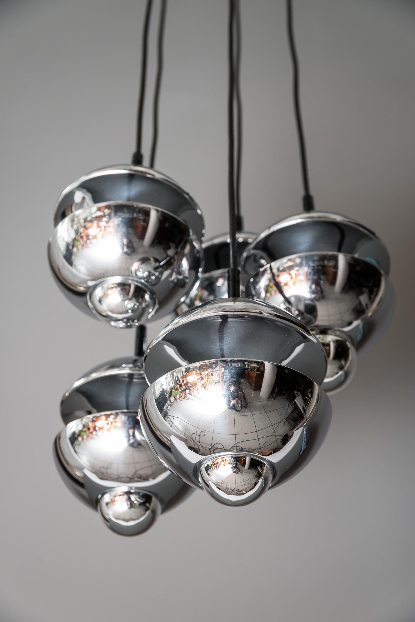 Chromed Chandelier by Kaiser Leuchten, Germany, circa 1960s For Sale 1