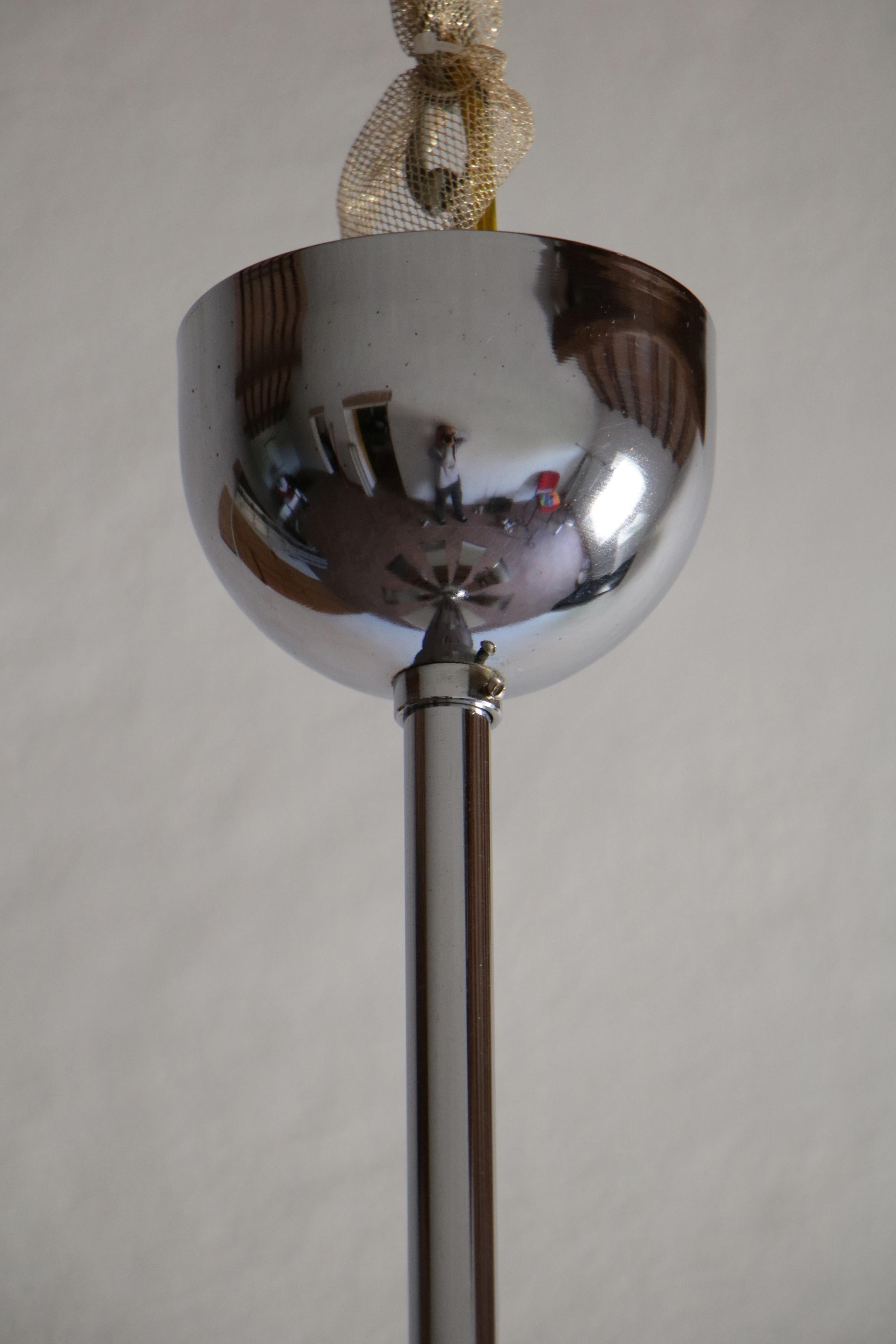 Chromed Chandelier Pendant Ceiling Lamp Attributed to Goffredo Reggiani, 1970s For Sale 4