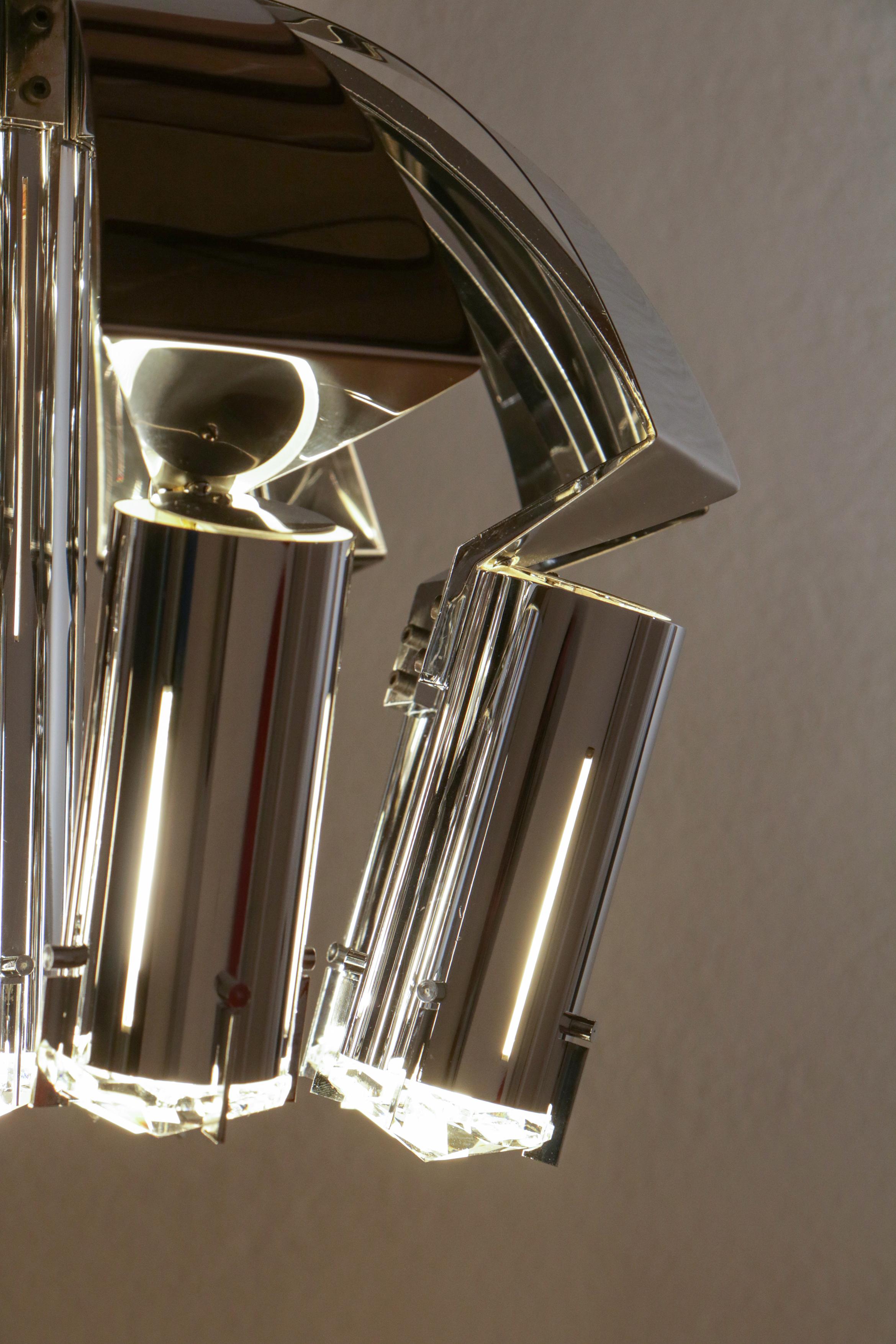 Chromed Chandelier Pendant Ceiling Lamp Attributed to Goffredo Reggiani, 1970s For Sale 6